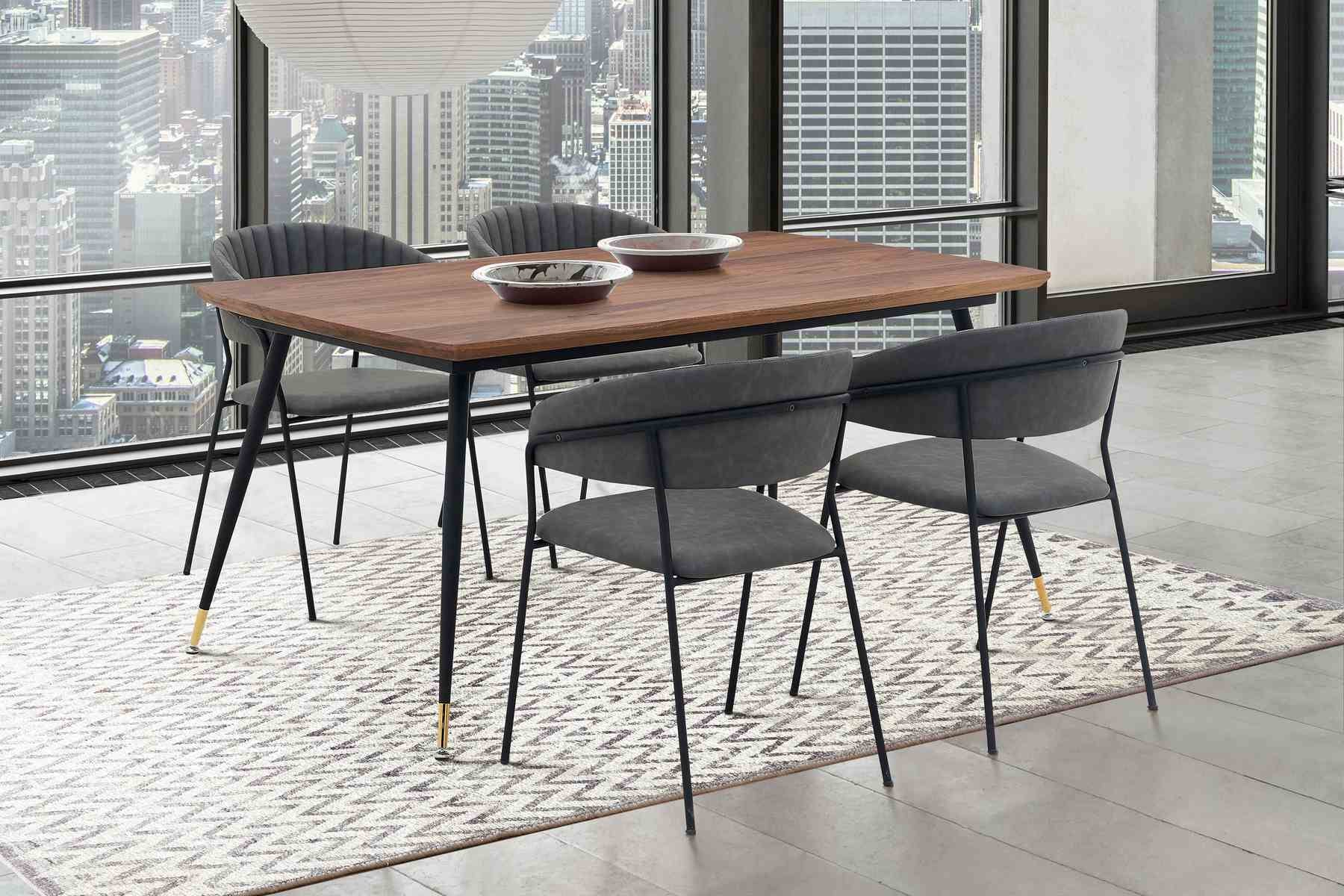 Messina and Nara Gray Faux Leather 5 Piece Rectangular Dining Set - Image 8