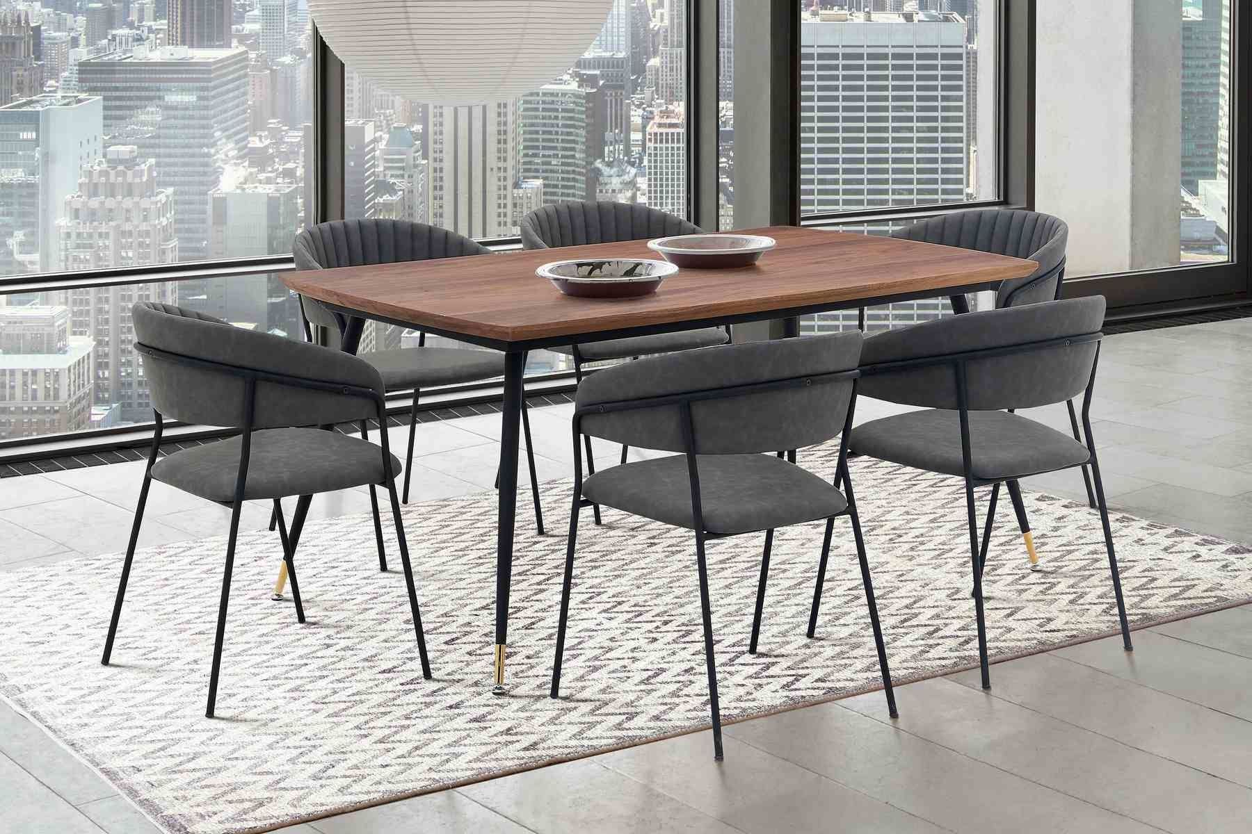Messina and Nara Gray Faux Leather 7 Piece Rectangular Dining Set - Image 8