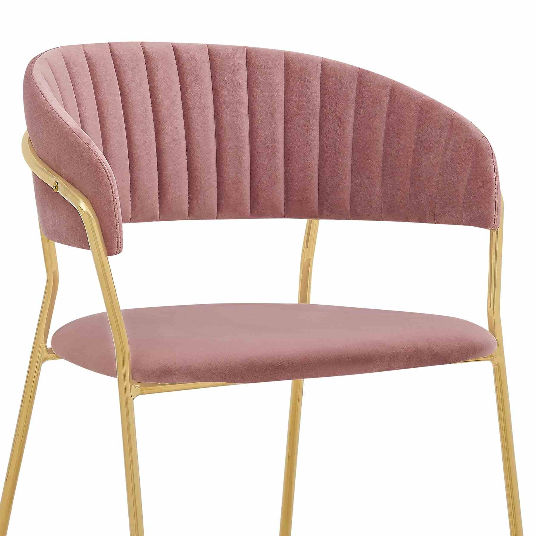 Messina and Nara Pink Velvet 7 Piece Rectangular Dining Set - Image 6