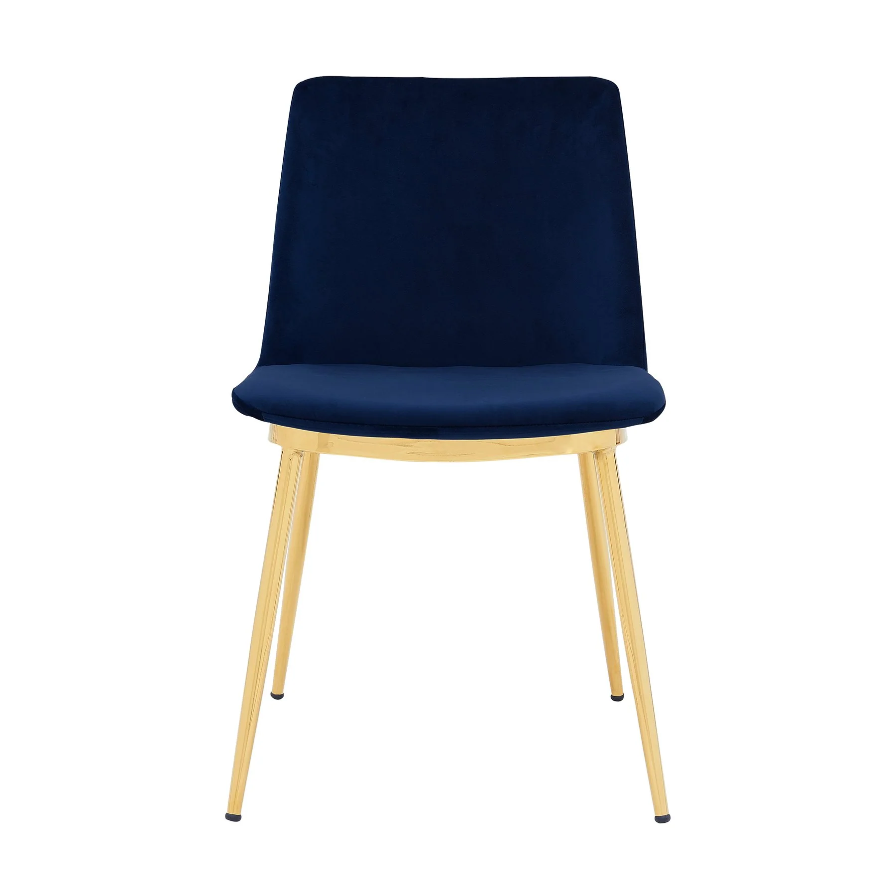 Messina Modern Blue Velvet and Gold Metal Leg Dining Room Chairs - Set of 2 - Image 3