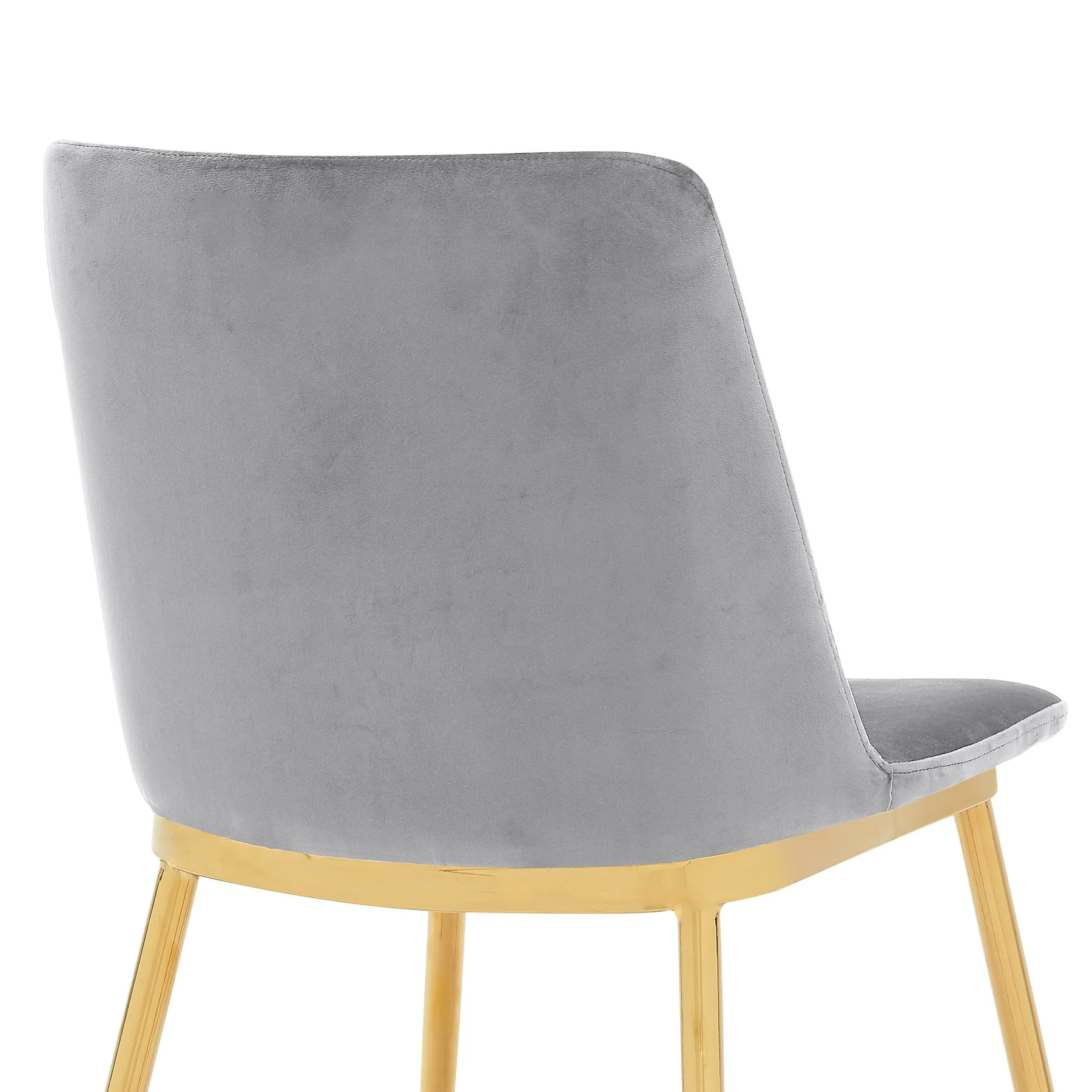 Messina Modern Gray Velvet and Gold Metal Leg Dining Room Chairs - Set of 2 - Image 6