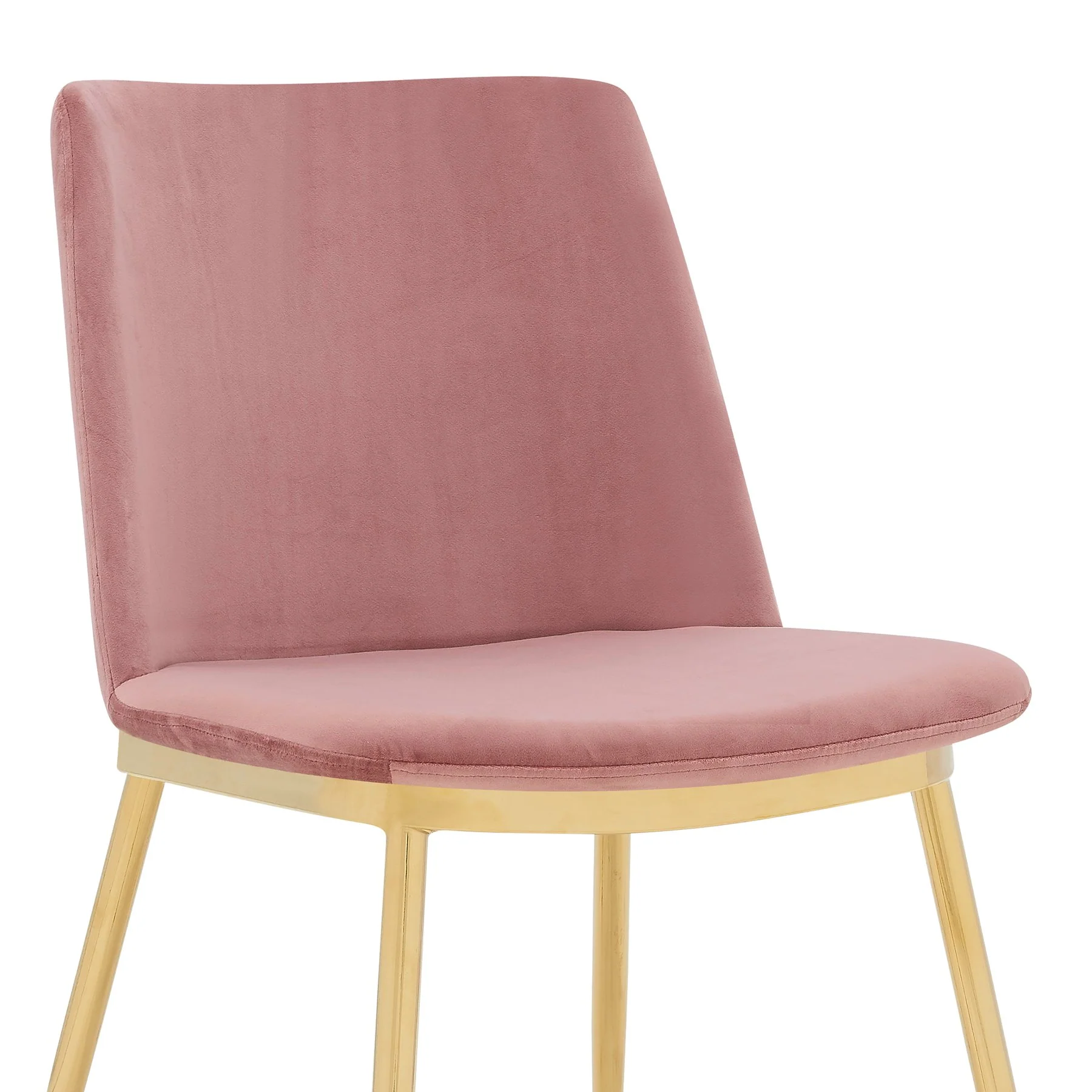 Messina Modern Pink Velvet and Gold Metal Leg Dining Room Chairs - Set of 2 - Image 5