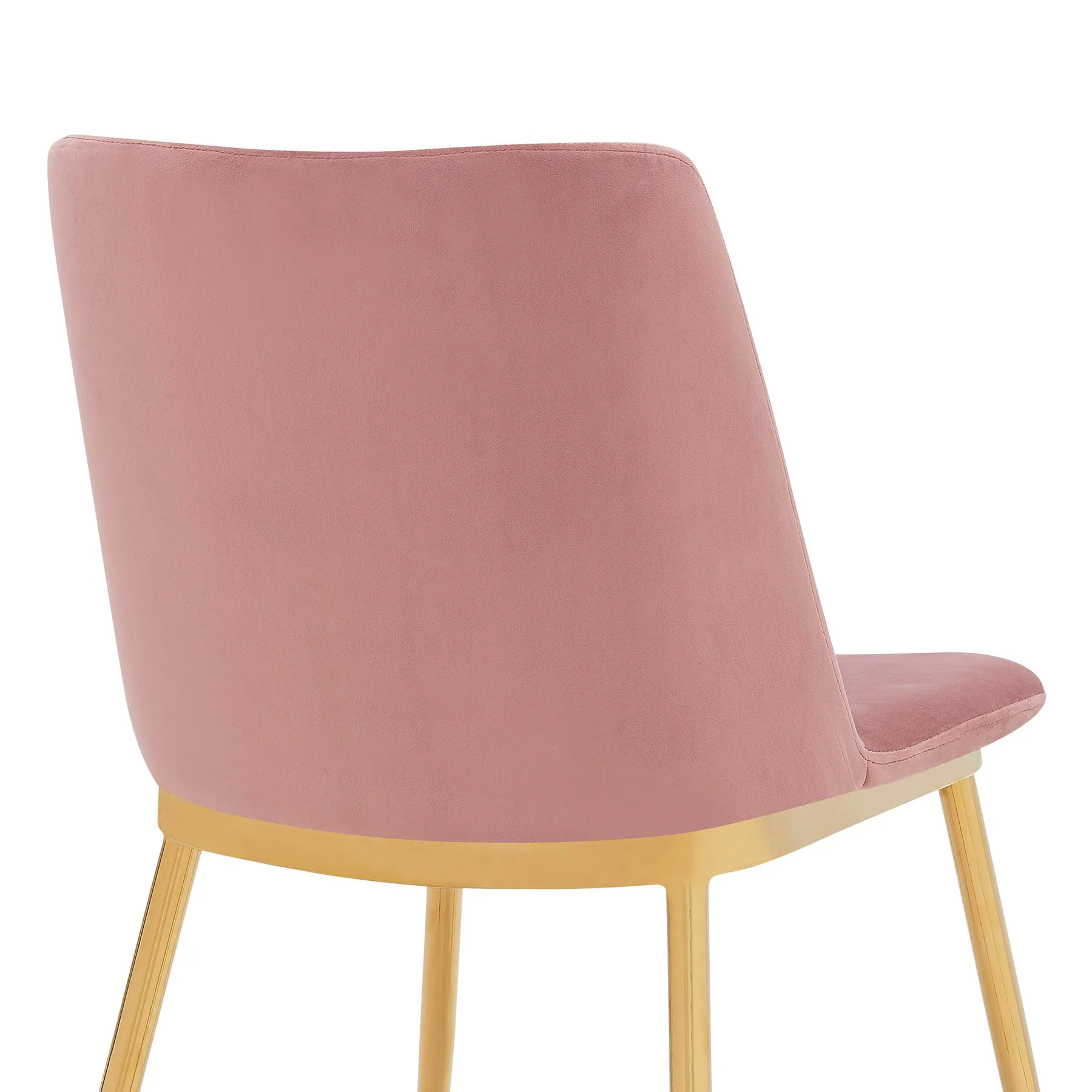 Messina Modern Pink Velvet and Gold Metal Leg Dining Room Chairs - Set of 2 - Image 6