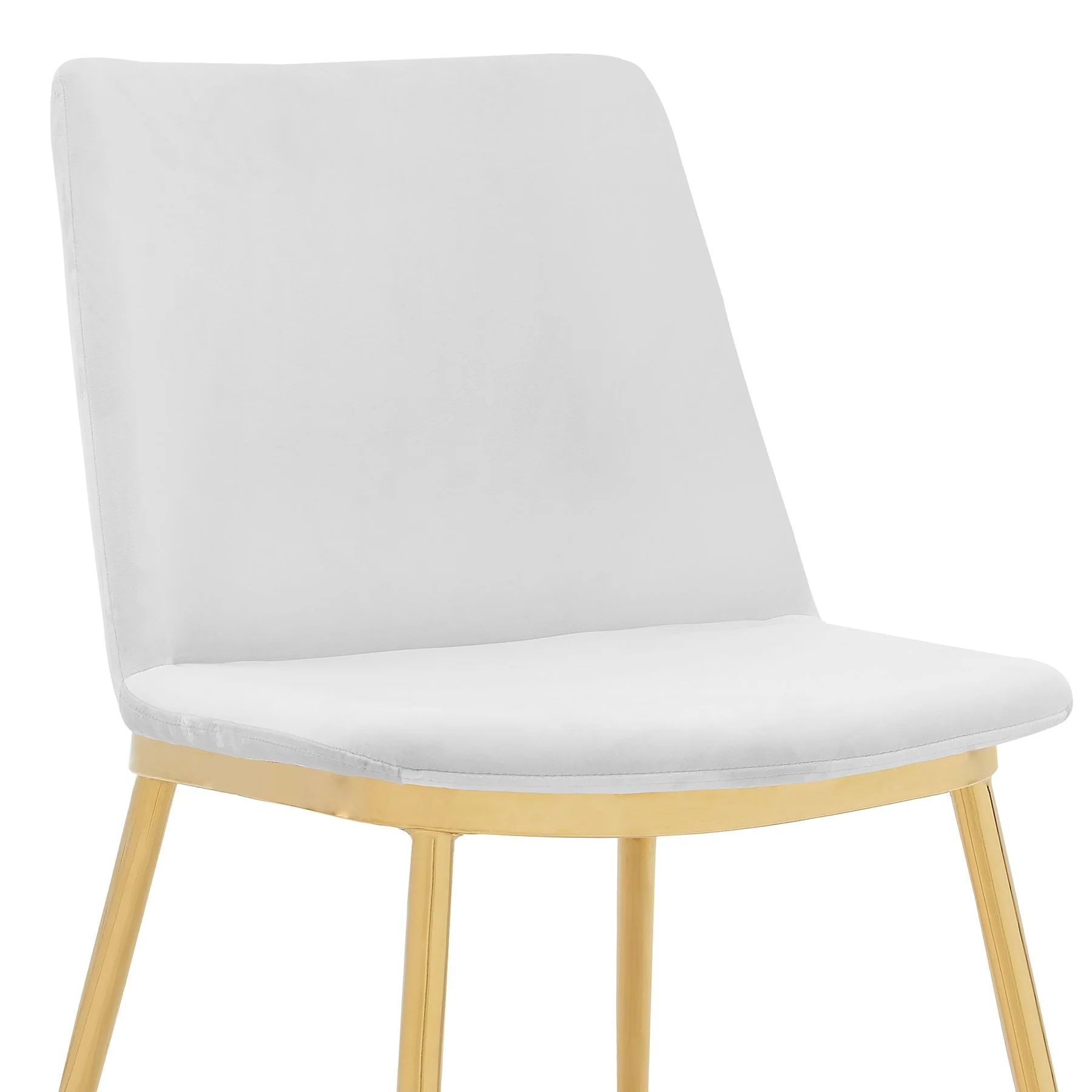 Messina Modern White Velvet and Gold Metal Leg Dining Room Chairs - Set of 2 - Image 5