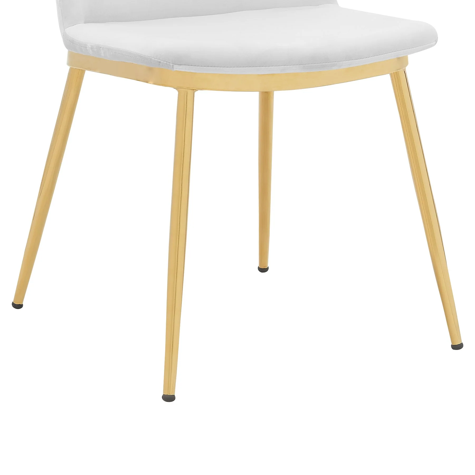 Messina Modern White Velvet and Gold Metal Leg Dining Room Chairs - Set of 2 - Image 7