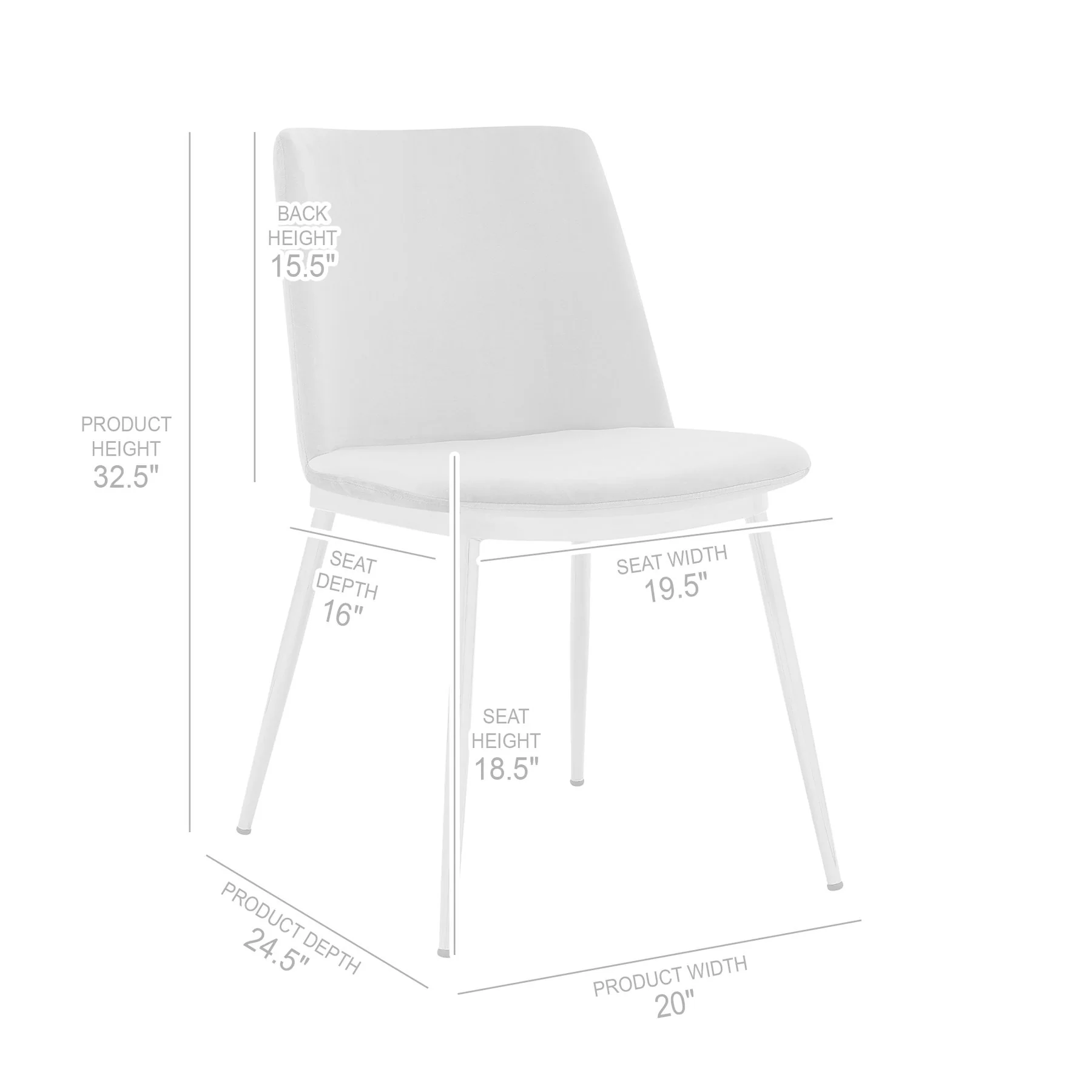 Messina Modern White Velvet and Gold Metal Leg Dining Room Chairs - Set of 2 - Image 8