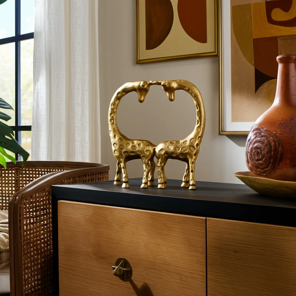 Metal, 10" Couple Girraffe, Gold - Image 9