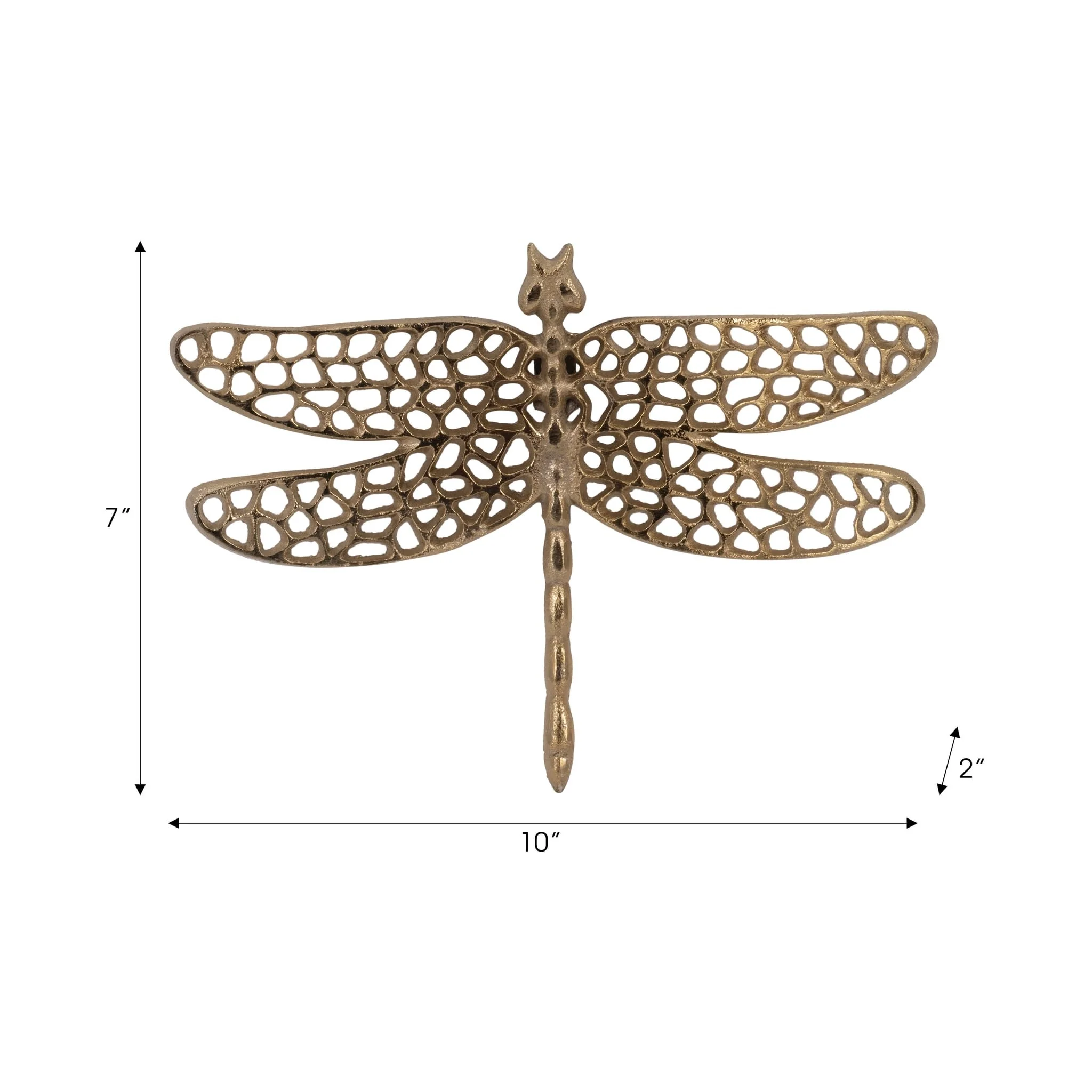 Metal, 10" Dragonfly W/ Cutouts , Gold - Image 7