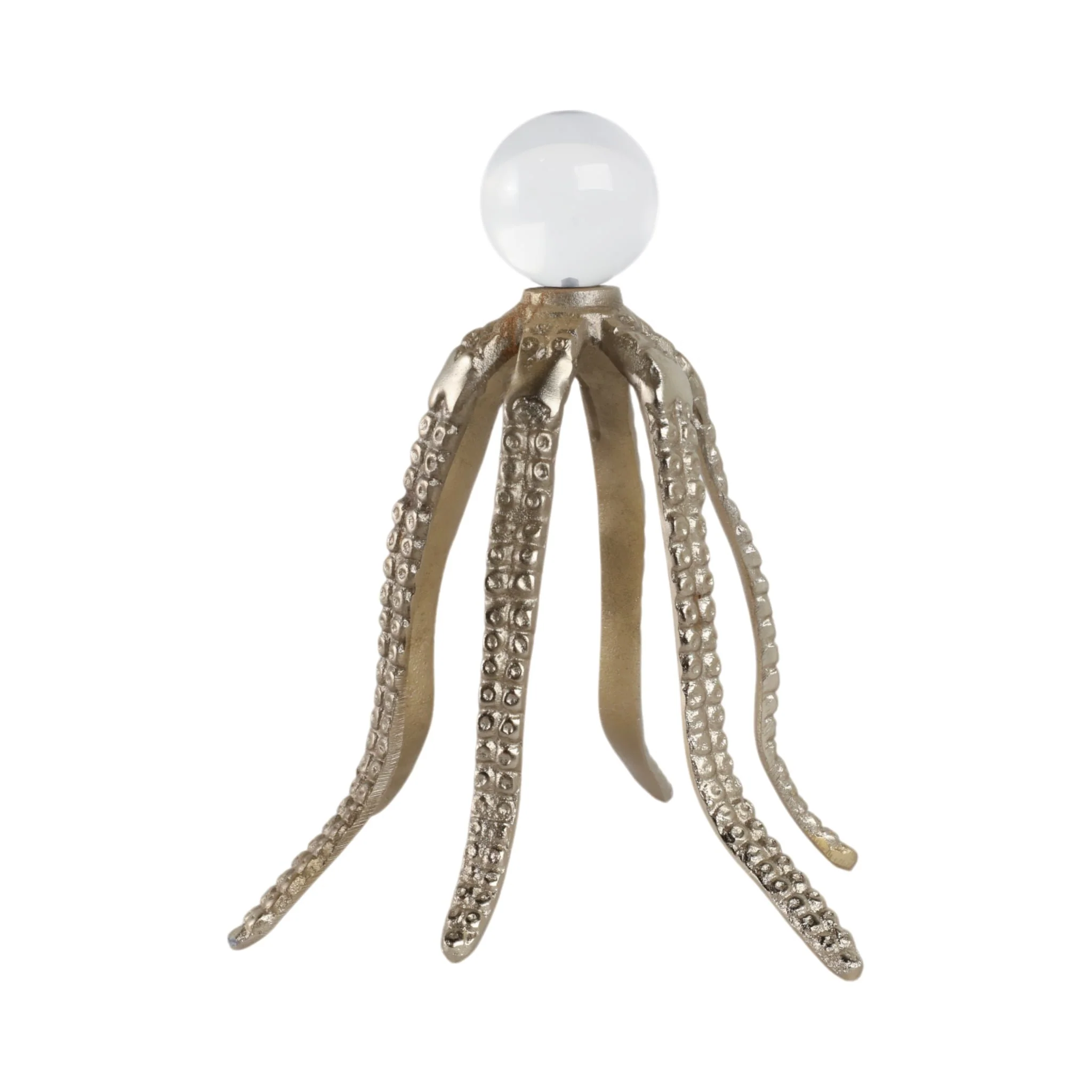 Metal, 10" Octopus Legs W/ Acrylic Ball, Champagne - Image 2