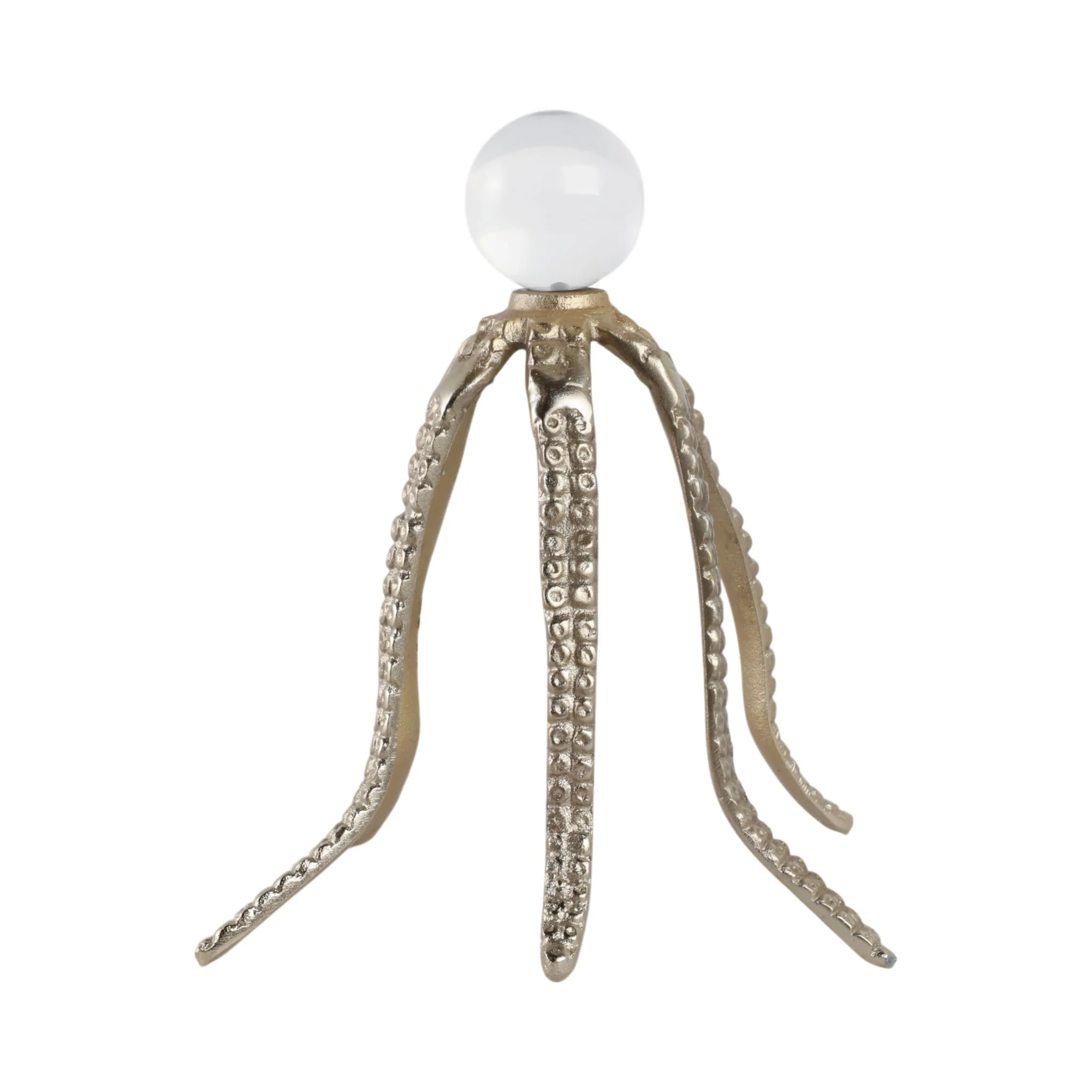 Metal, 10" Octopus Legs W/ Acrylic Ball, Champagne - Image 4