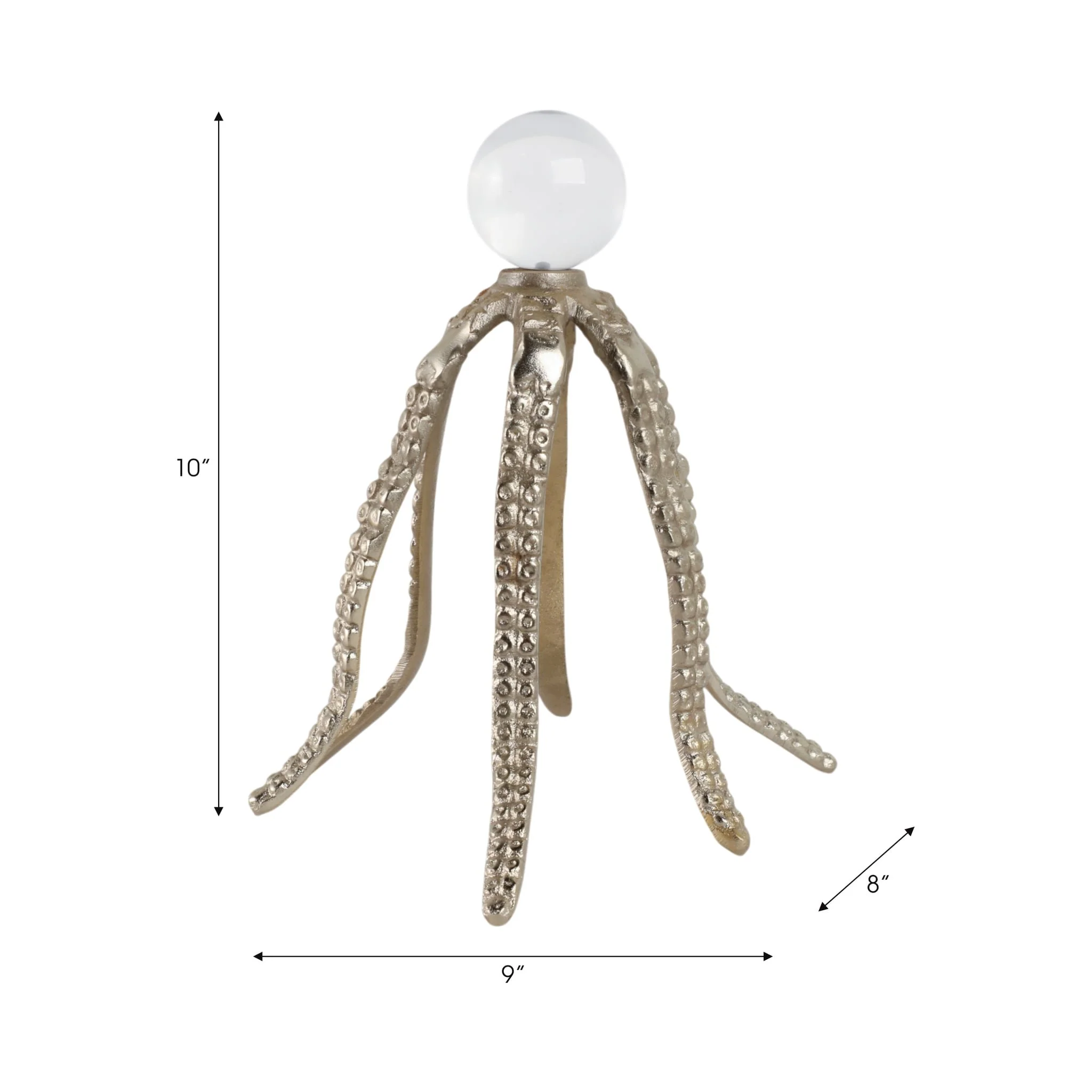 Metal, 10" Octopus Legs W/ Acrylic Ball, Champagne - Image 8