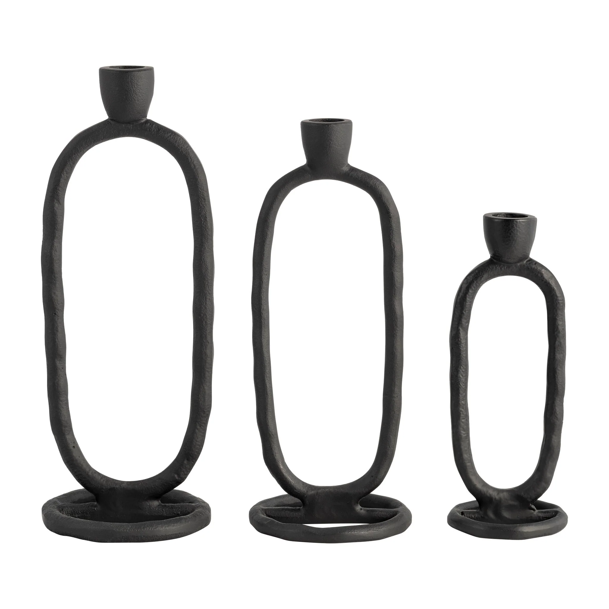 Metal, 10" Open Oval Taper Candleholder, Black - Image 8