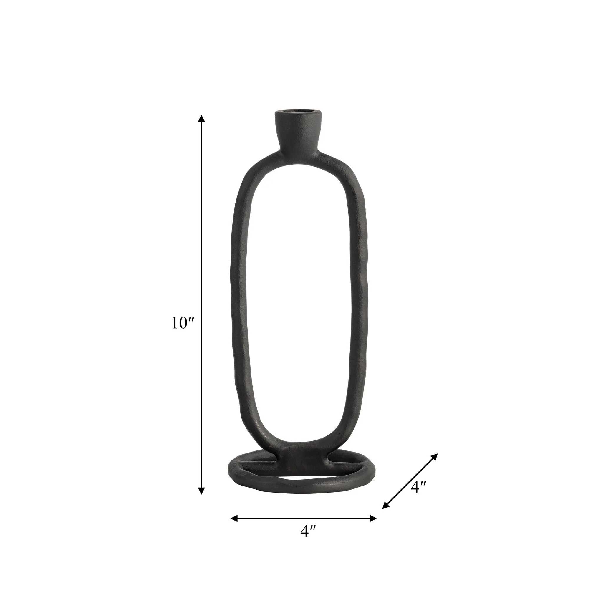Metal, 10" Open Oval Taper Candleholder, Black - Image 9