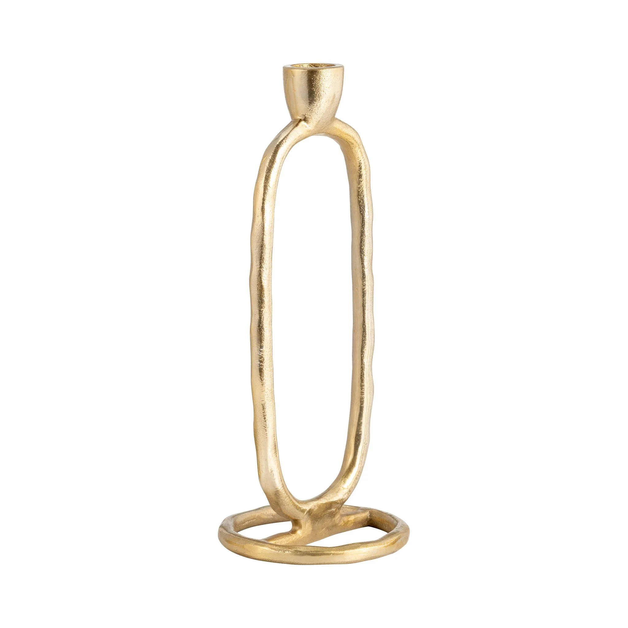 Metal, 10" Open Oval Taper Candleholder, Gold - Image 2