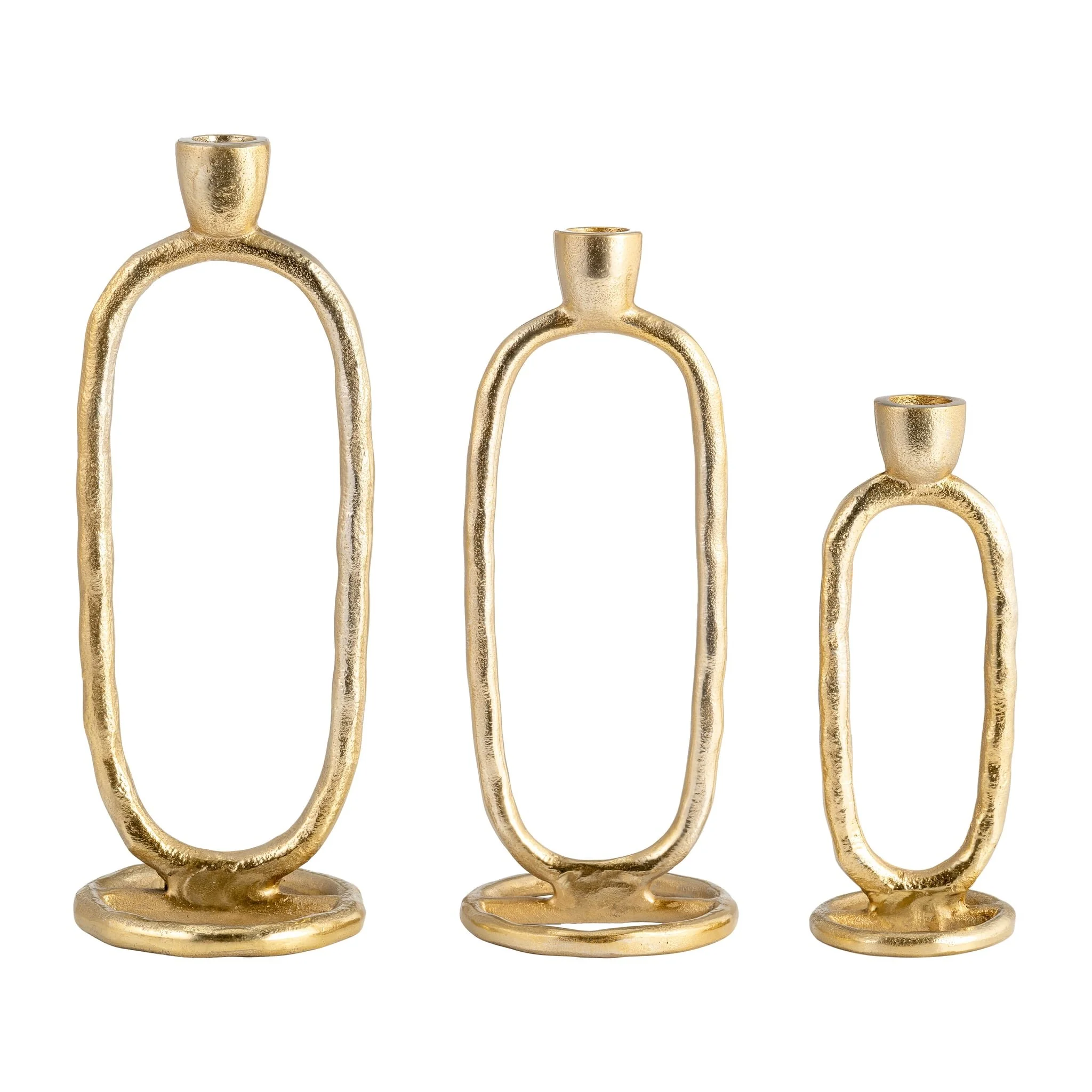 Metal, 10" Open Oval Taper Candleholder, Gold - Image 8