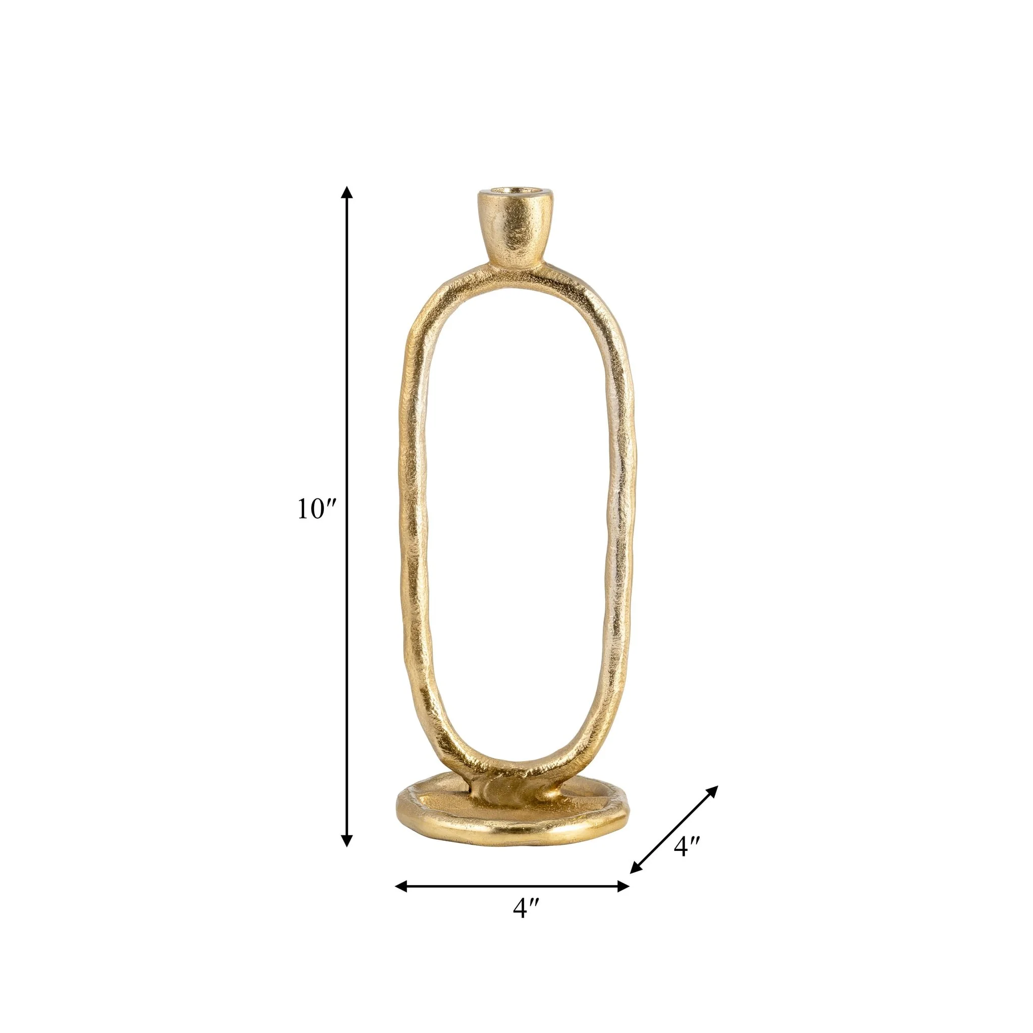 Metal, 10" Open Oval Taper Candleholder, Gold - Image 9