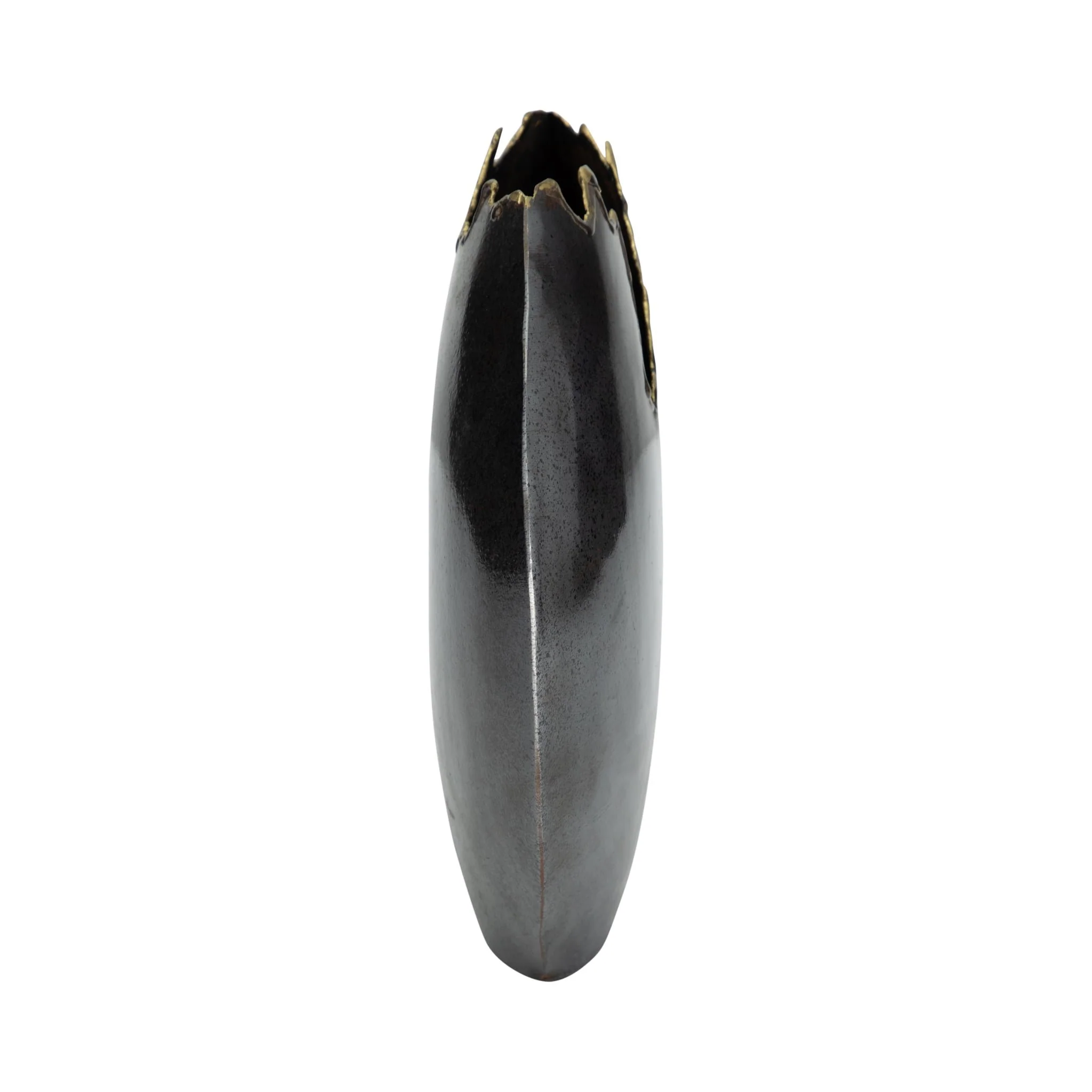 Metal, 10" Round Chipped Vase, Black - Image 4