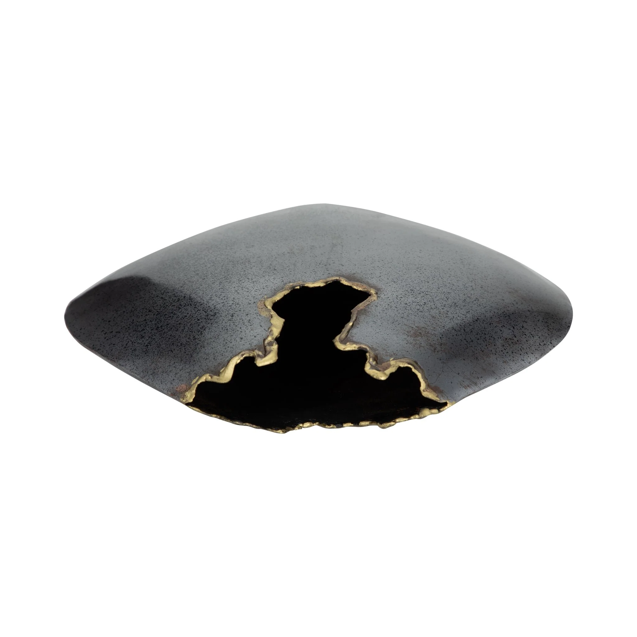 Metal, 10" Round Chipped Vase, Black - Image 6