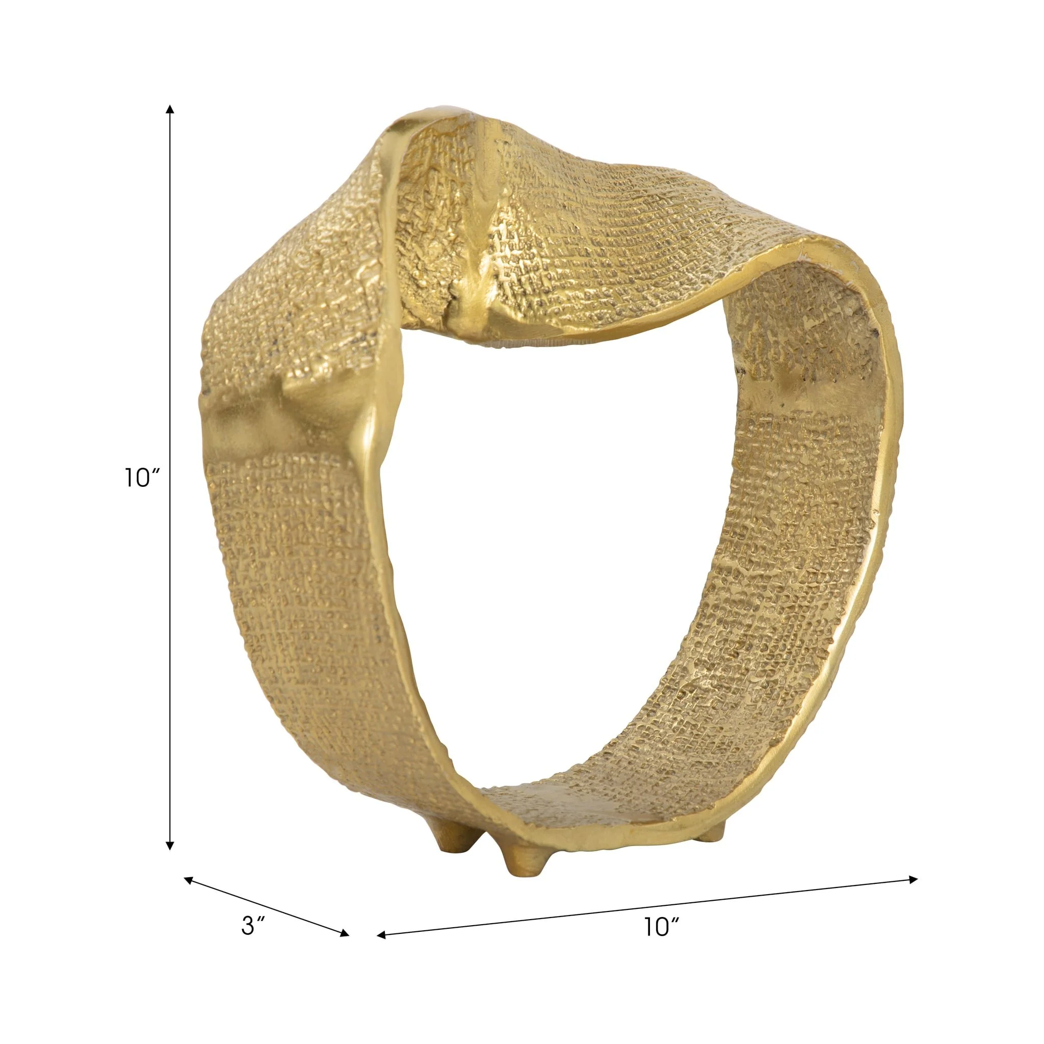 Metal, 10" Twisted Hammered Ring, Gold - Image 2