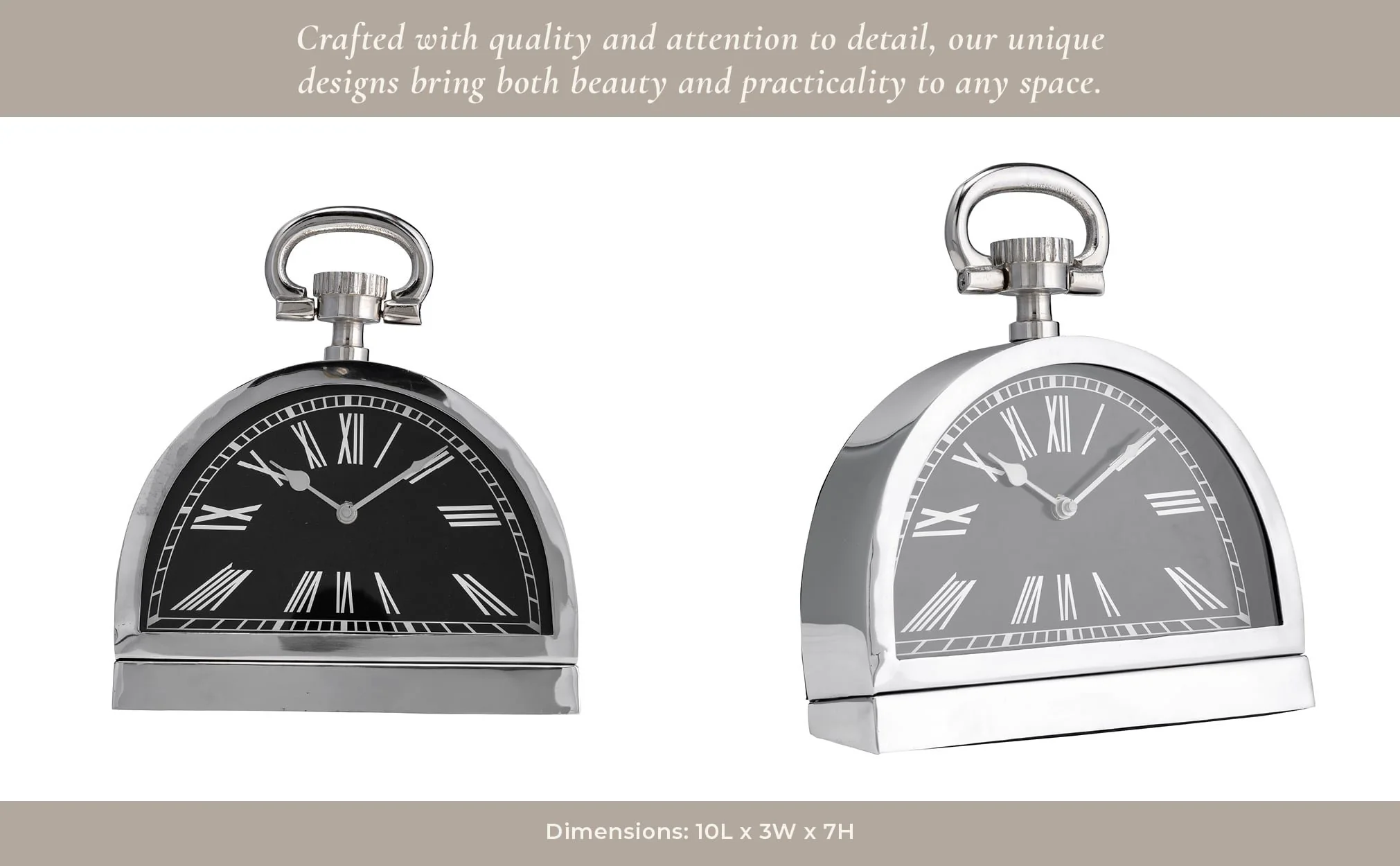 Metal,10"h,leaning  Table-clock W/handle,nickel - Image 11