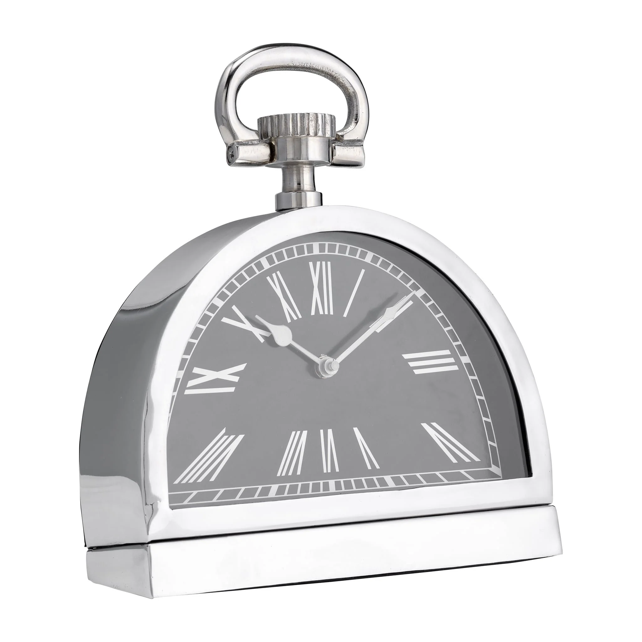 Metal,10"h,leaning  Table-clock W/handle,nickel - Image 2