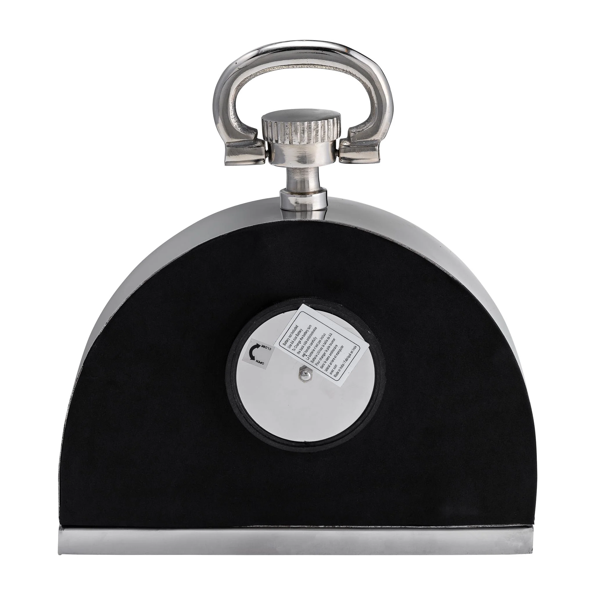 Metal,10"h,leaning  Table-clock W/handle,nickel - Image 4