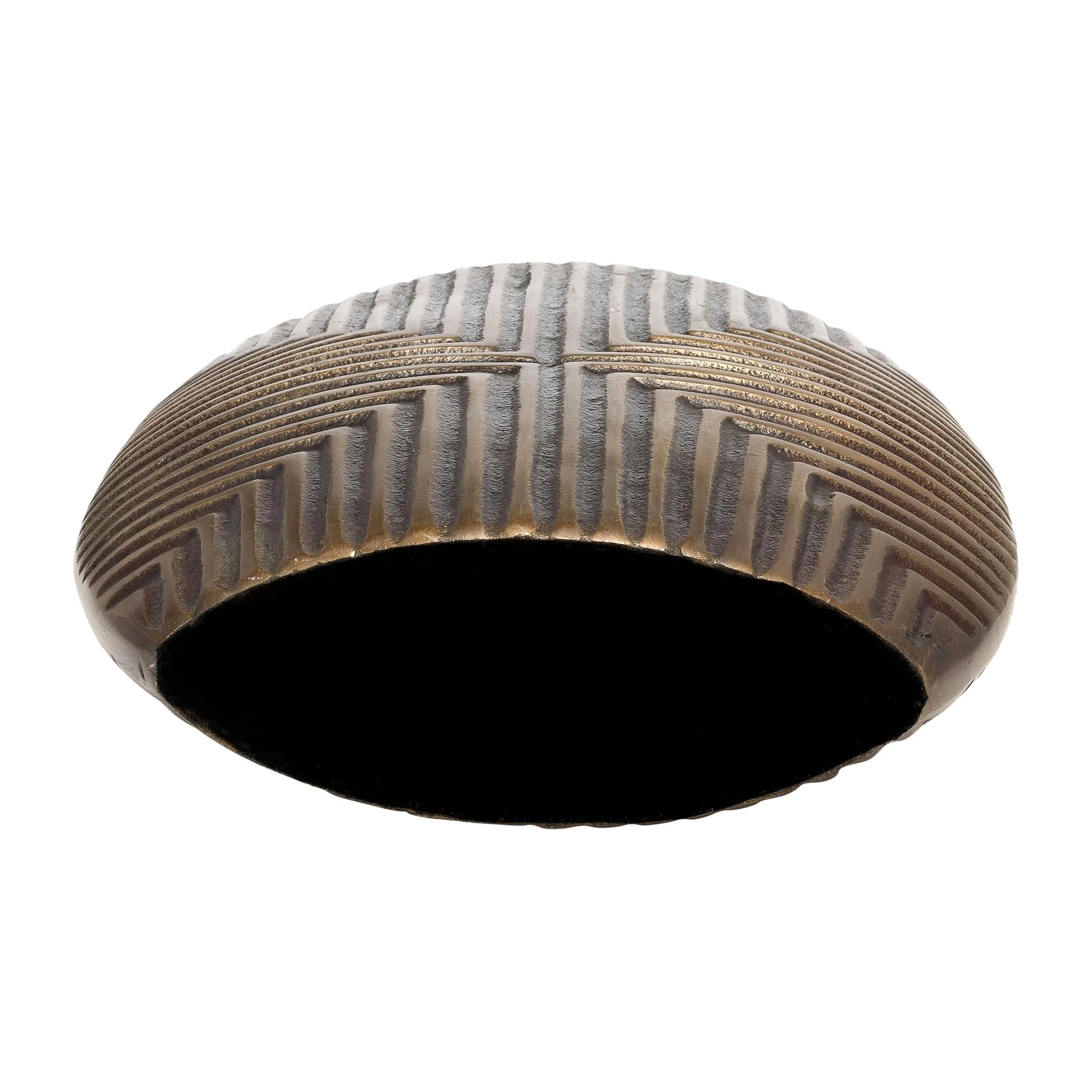 Metal, 10"h Ribbed Vase, Brass Antique - Image 6