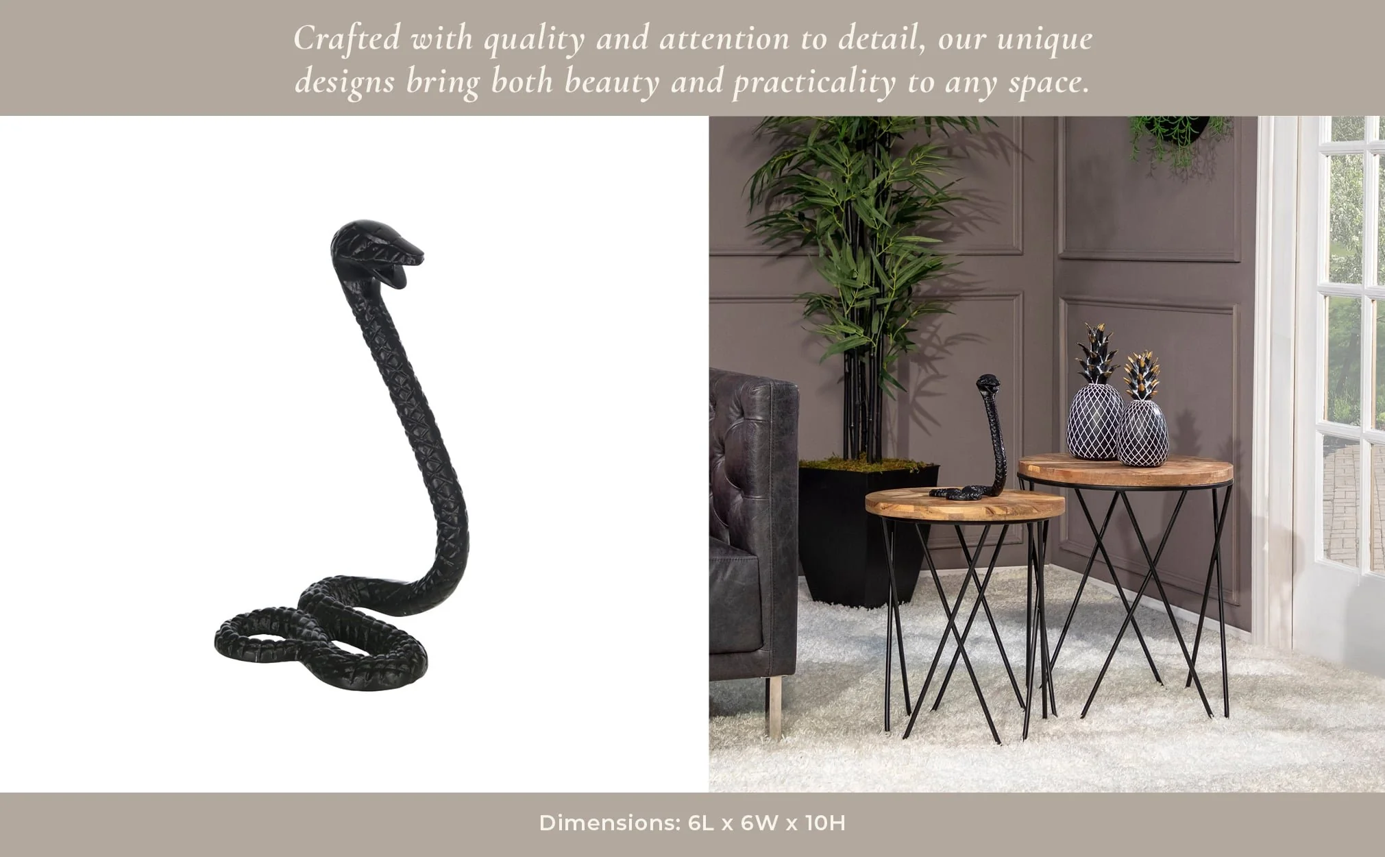 Metal 10"h Snake, Black - Image 8