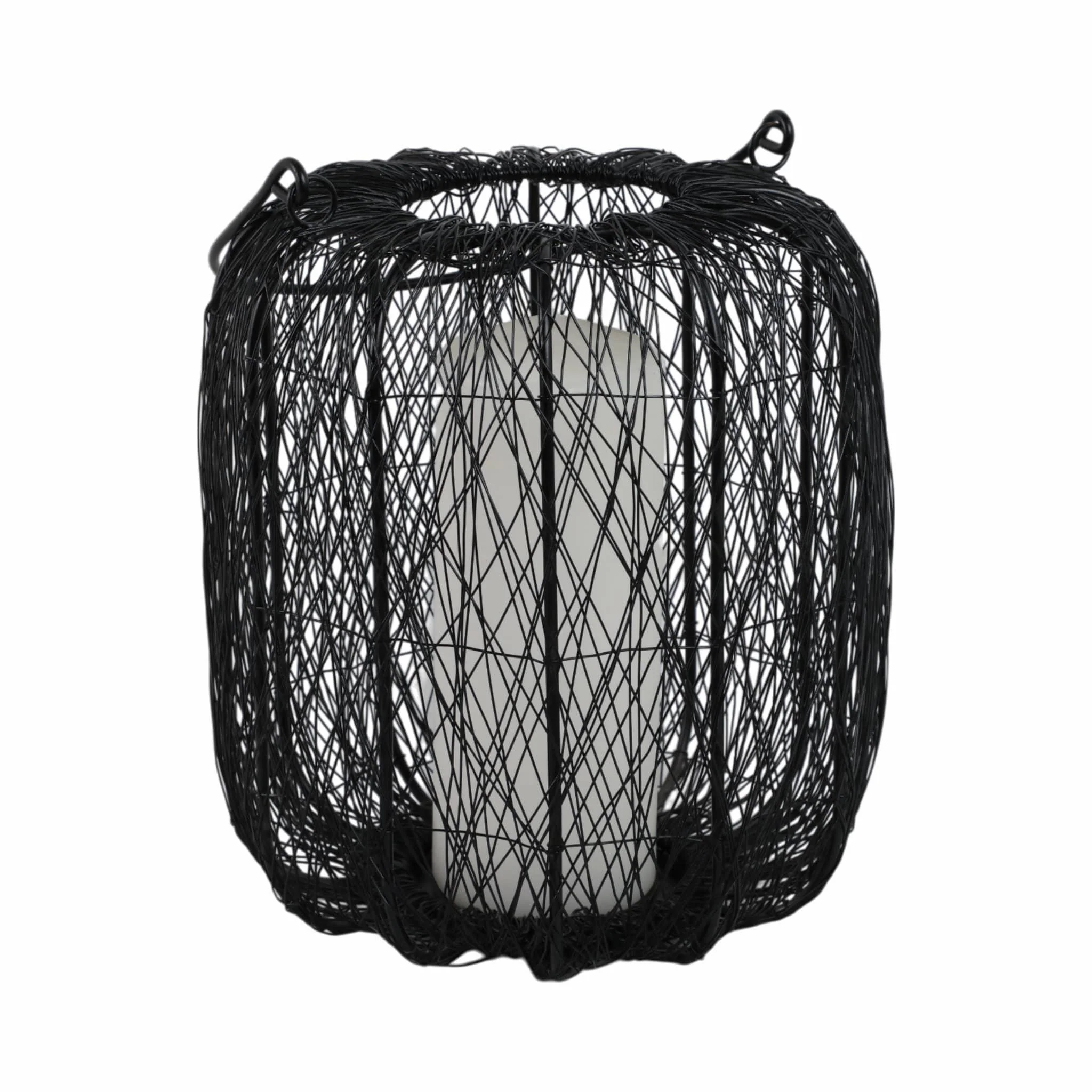 Metal, 10"h Wire Lantern, Black - Image 2