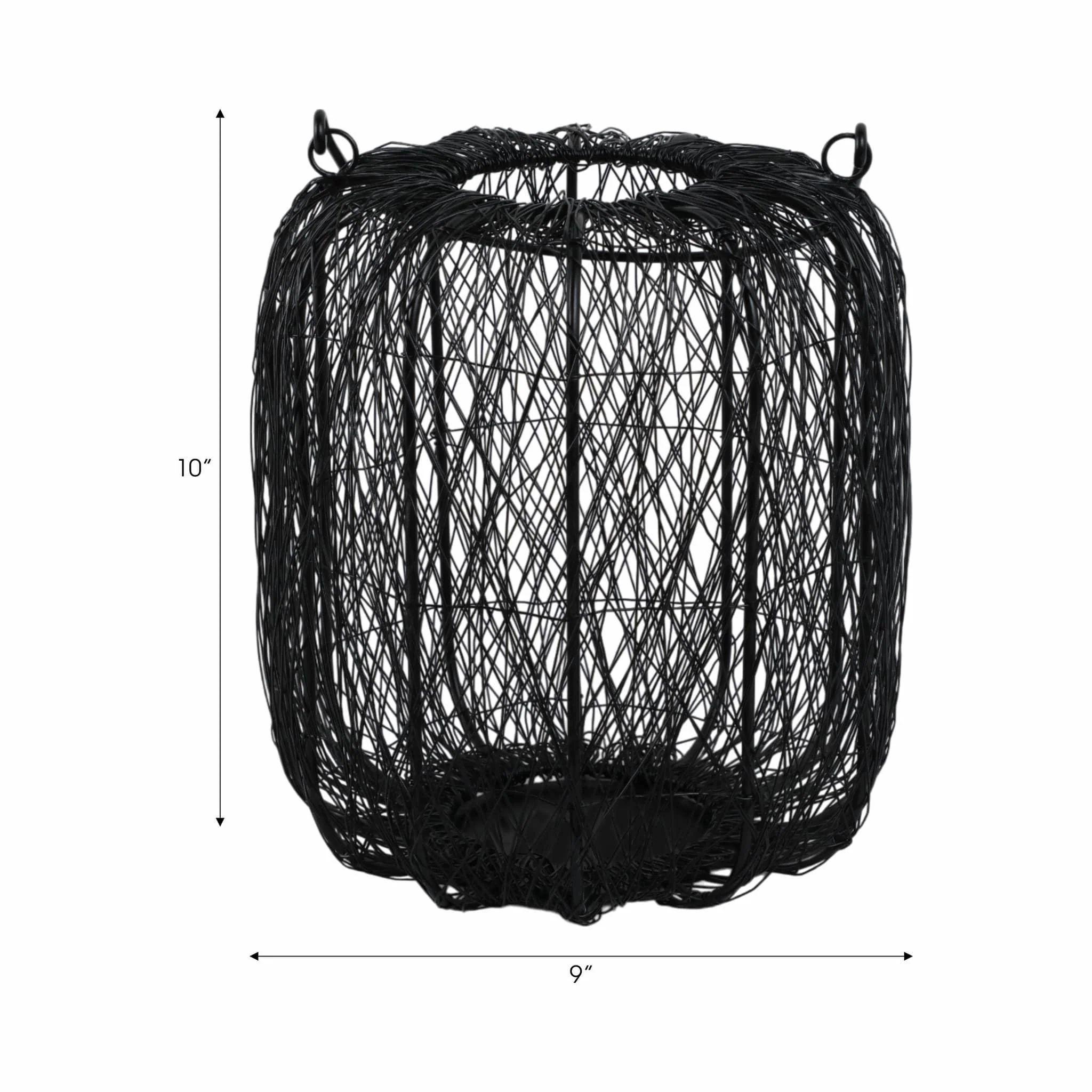 Metal, 10"h Wire Lantern, Black - Image 8