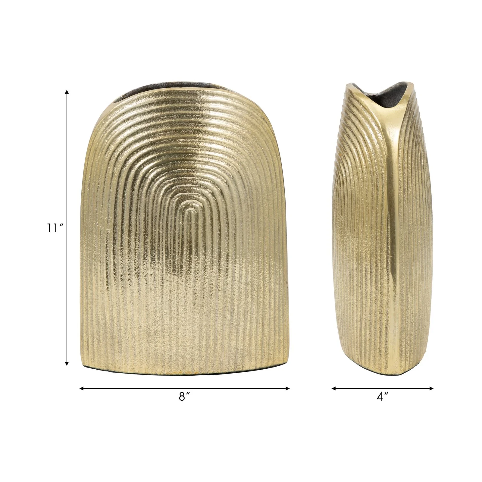 Metal, 11" Arch Vase, Champagne - Image 9