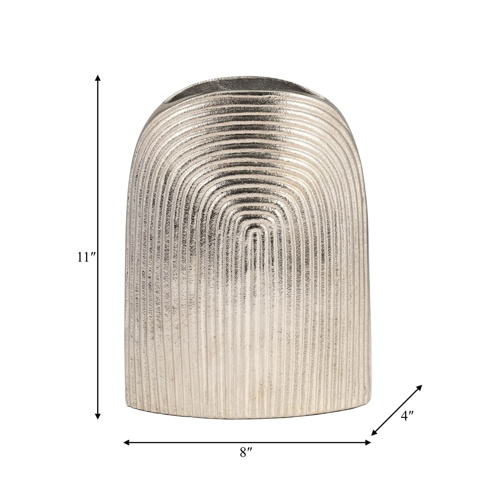 Metal, 11" Arch Vase, Silver - Image 8