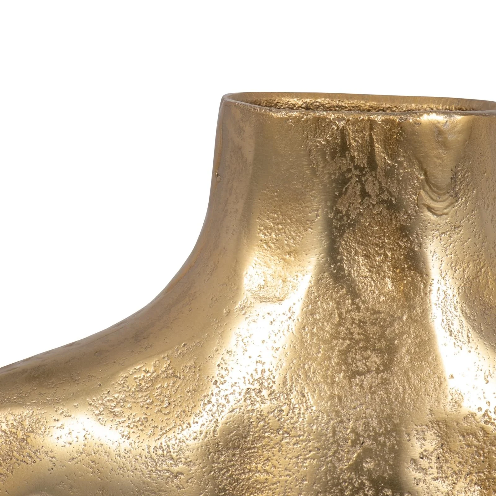 Metal, 11" Hammerd Cut-out Vase, Gold - Image 4