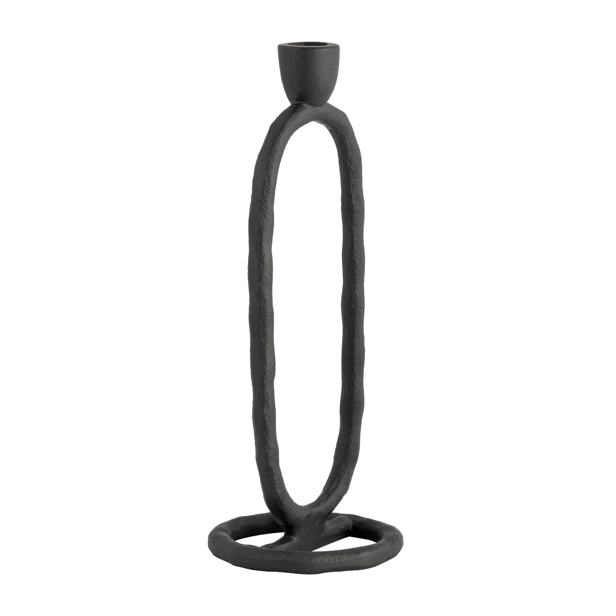 Metal, 11" Open Oval Taper Candleholder, Black - Image 2