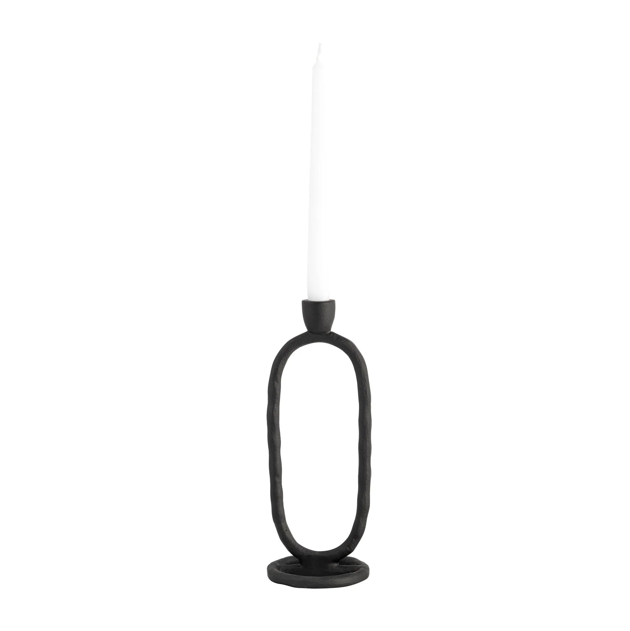 Metal, 11" Open Oval Taper Candleholder, Black - Image 4