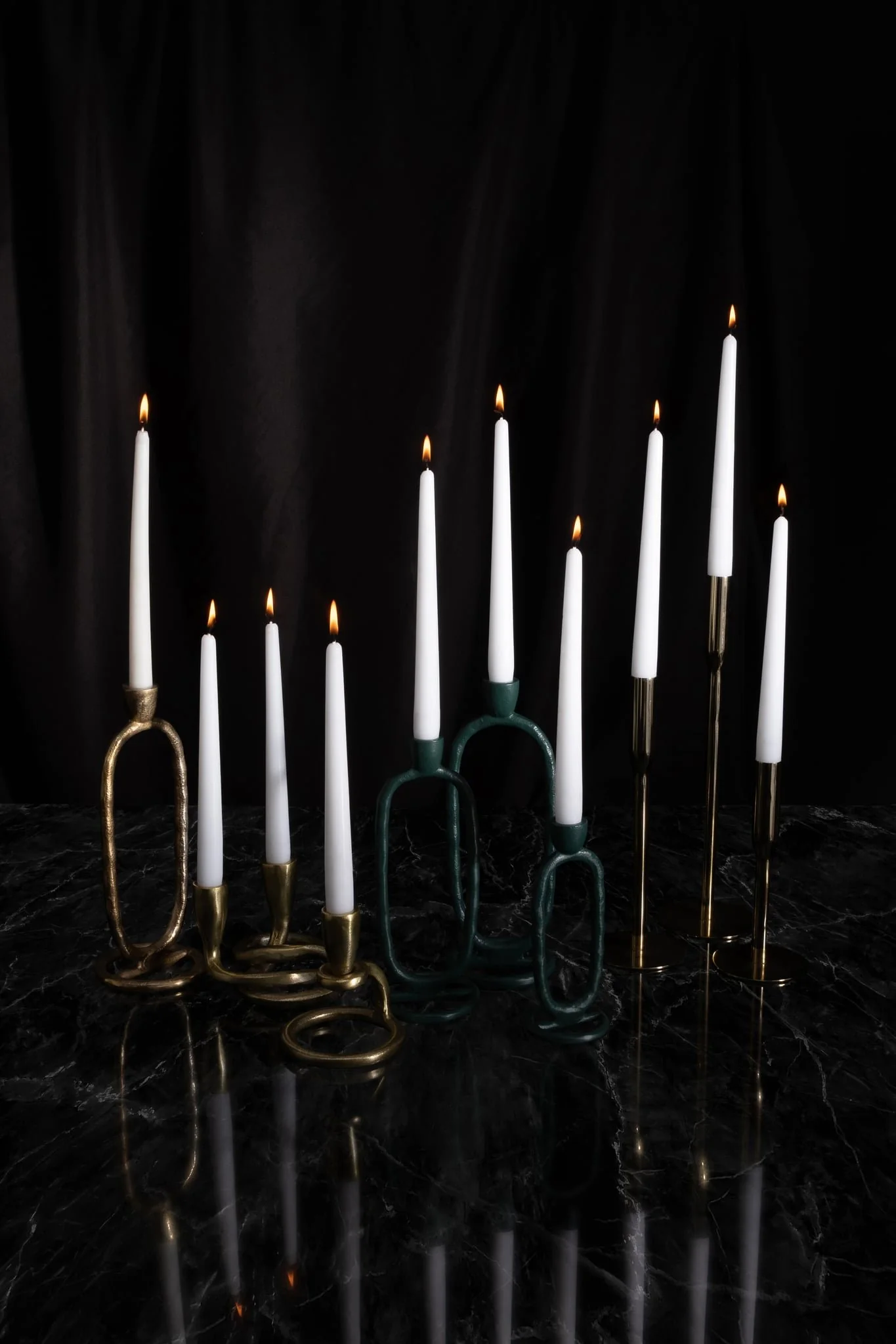 Metal, 11" Open Oval Taper Candleholder, Dark Gree - Image 10