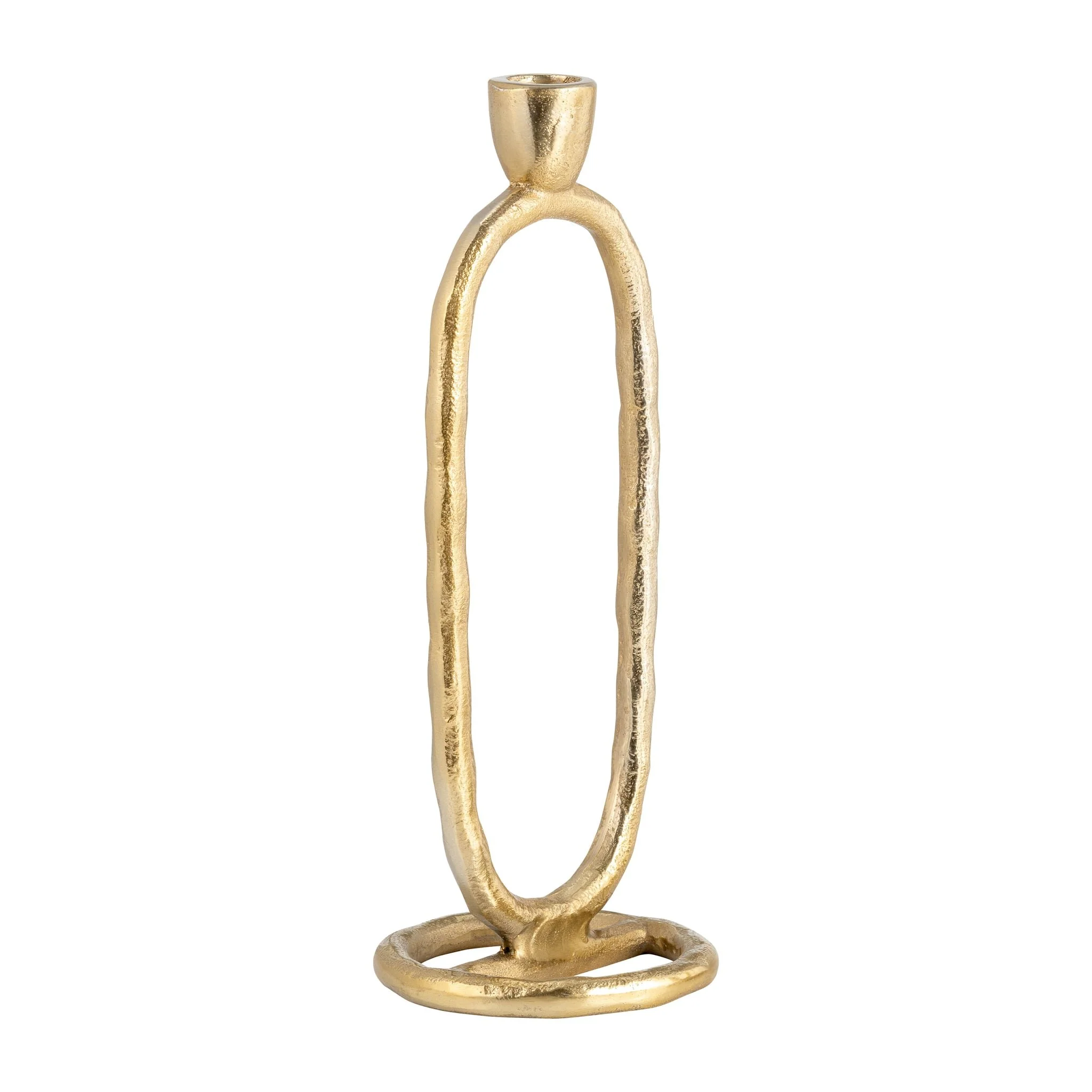 Metal, 11" Open Oval Taper Candleholder, Gold - Image 2