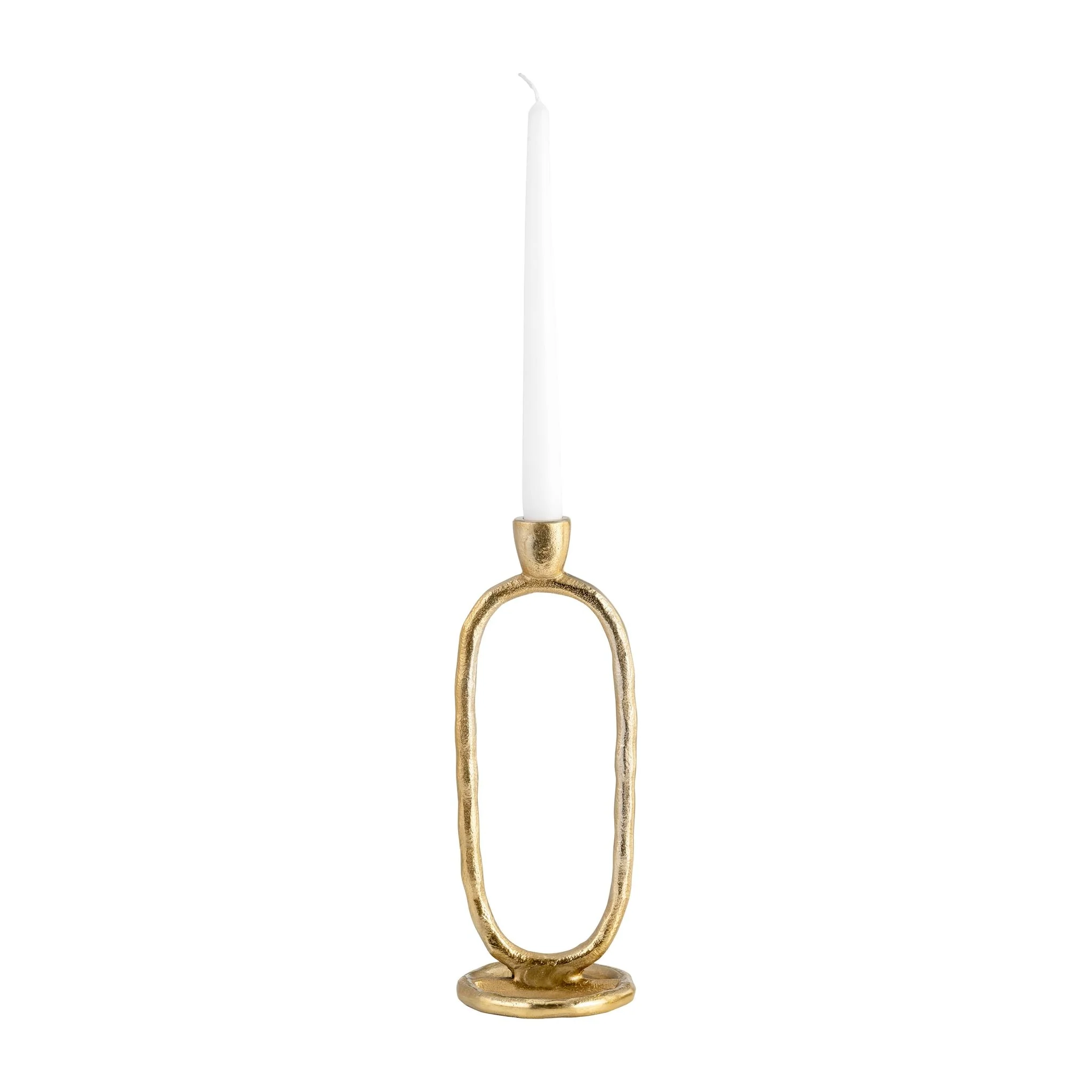 Metal, 11" Open Oval Taper Candleholder, Gold - Image 4