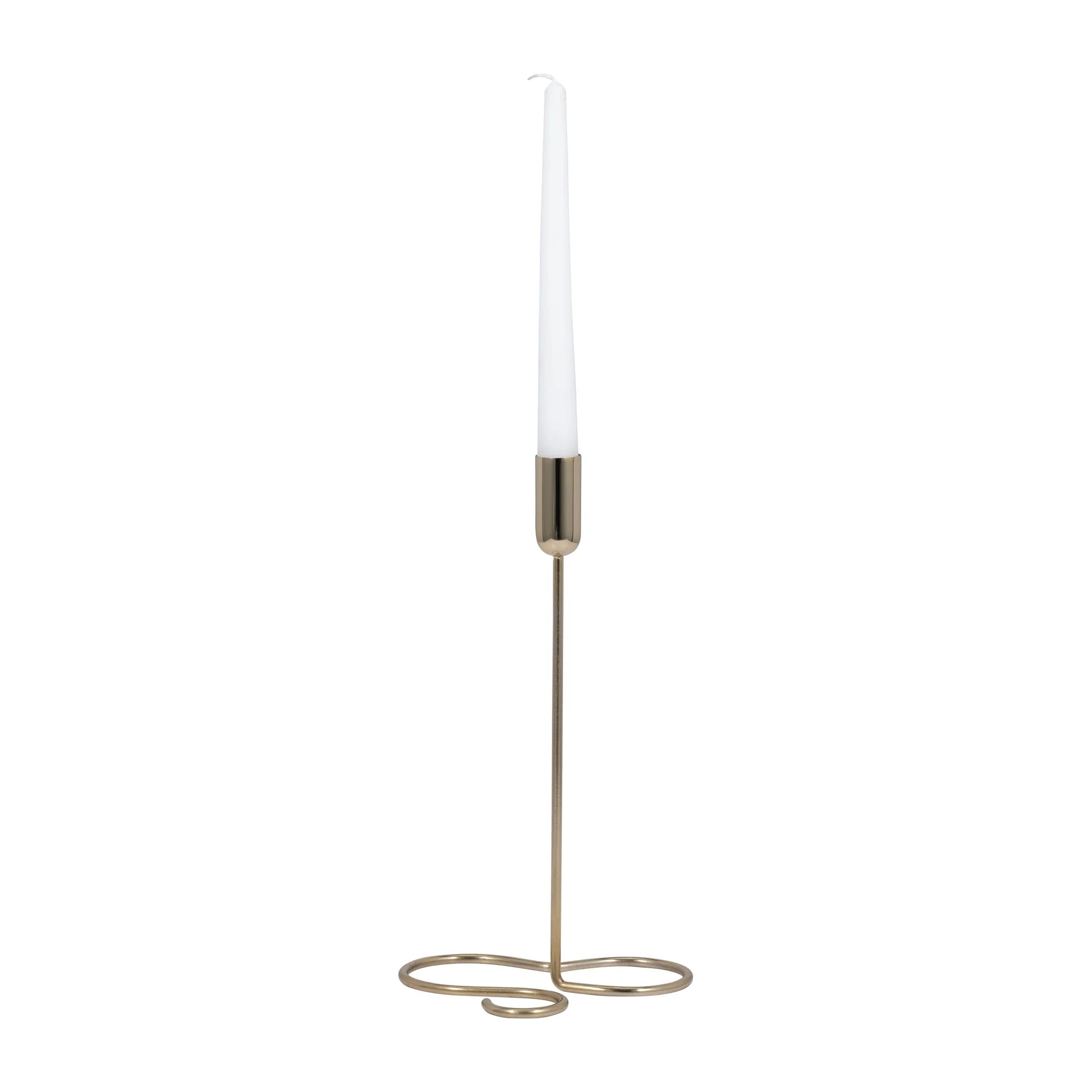Metal, 11" Squiggly Base Taper Candleholder, Gold - Image 3