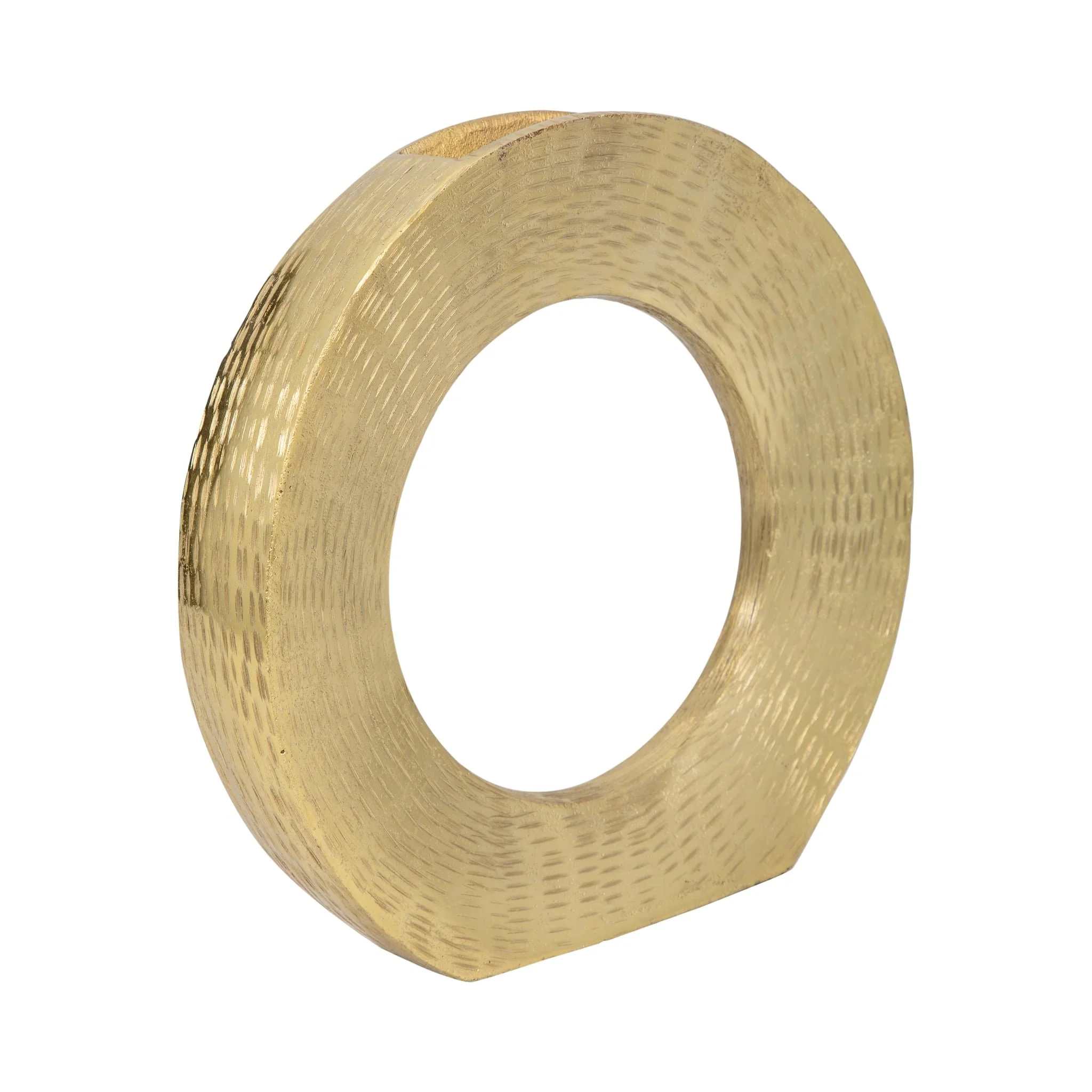 Metal,11"h,round Open Cut Out Vase,gold - Image 3