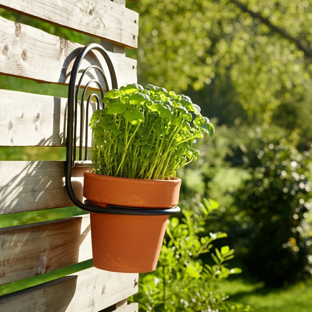 Metal, 11"h Wall Planter, Black/terracotta - Image 10