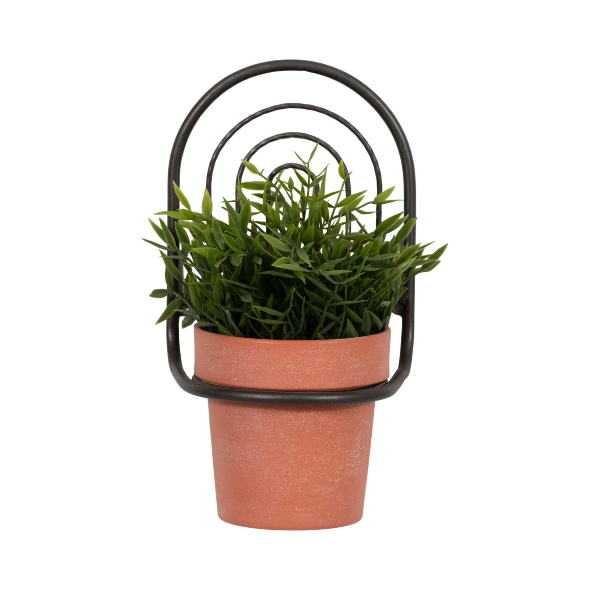 Metal, 11"h Wall Planter, Black/terracotta - Image 2