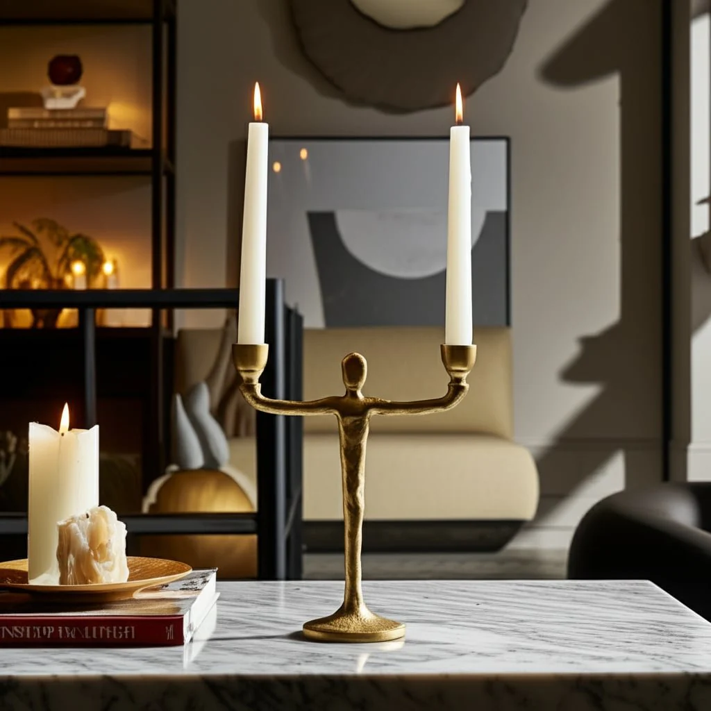 Metal, 12" 2 Taper Candelabra, Gold - Image 12