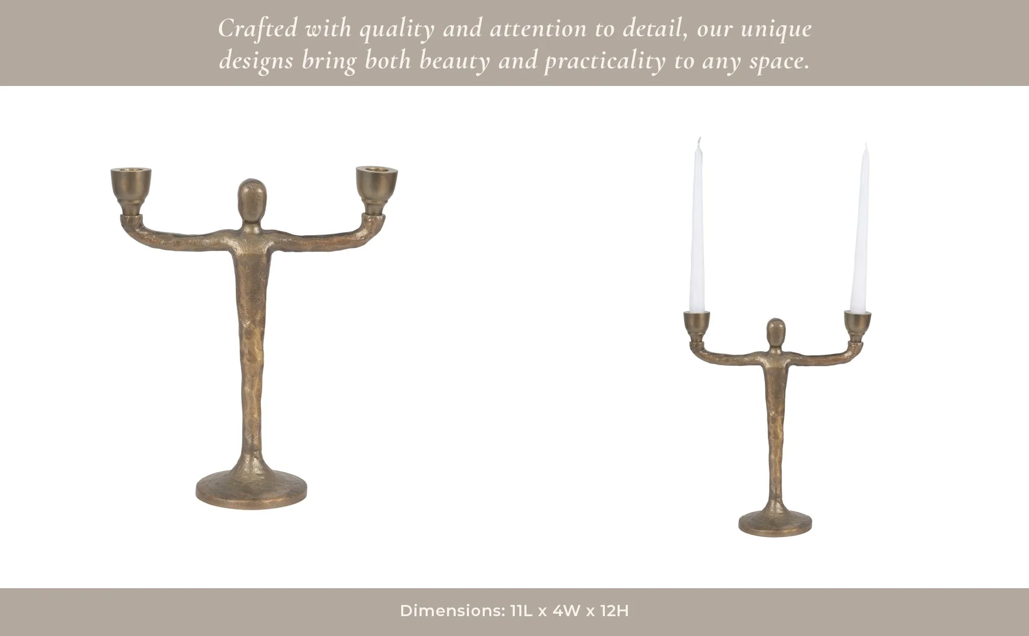 Metal, 12" 2 Taper Candelabra, Gold - Image 14