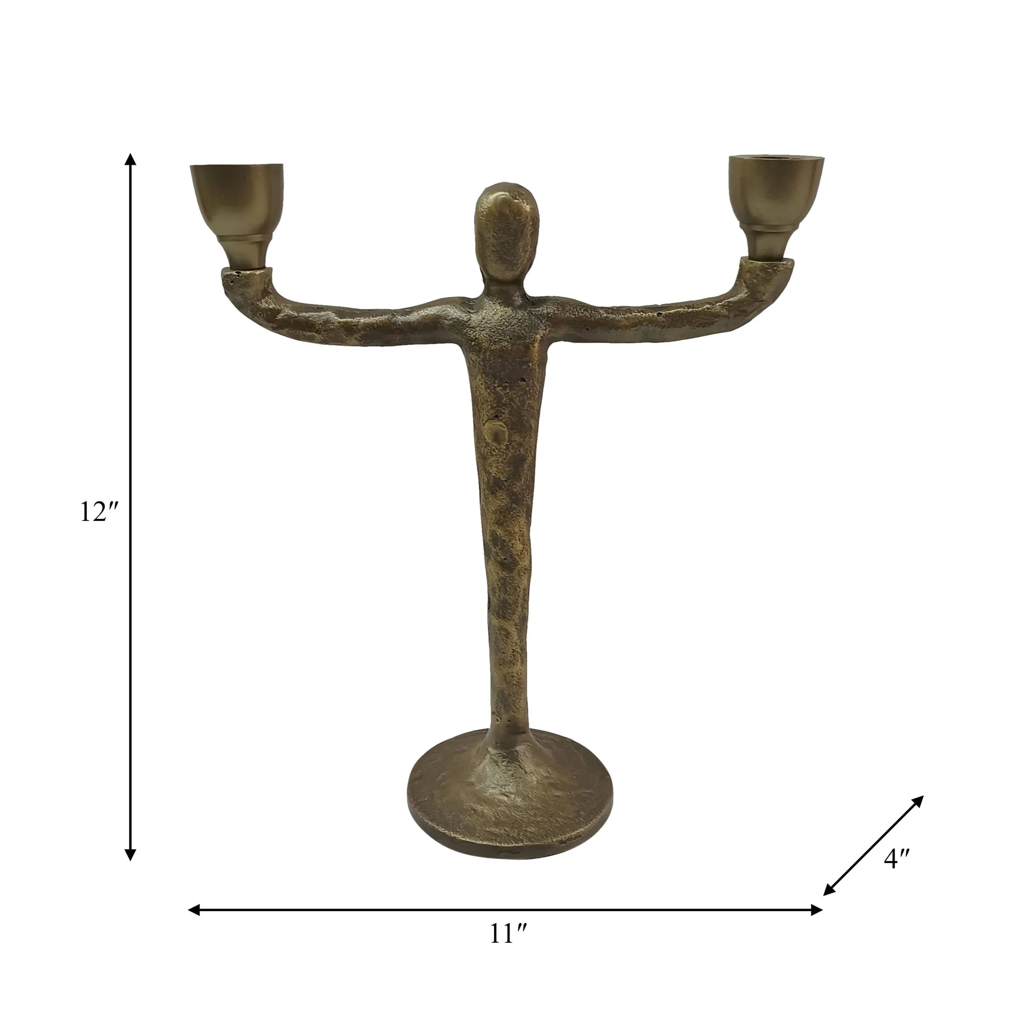 Metal, 12" 2 Taper Candelabra, Gold - Image 8