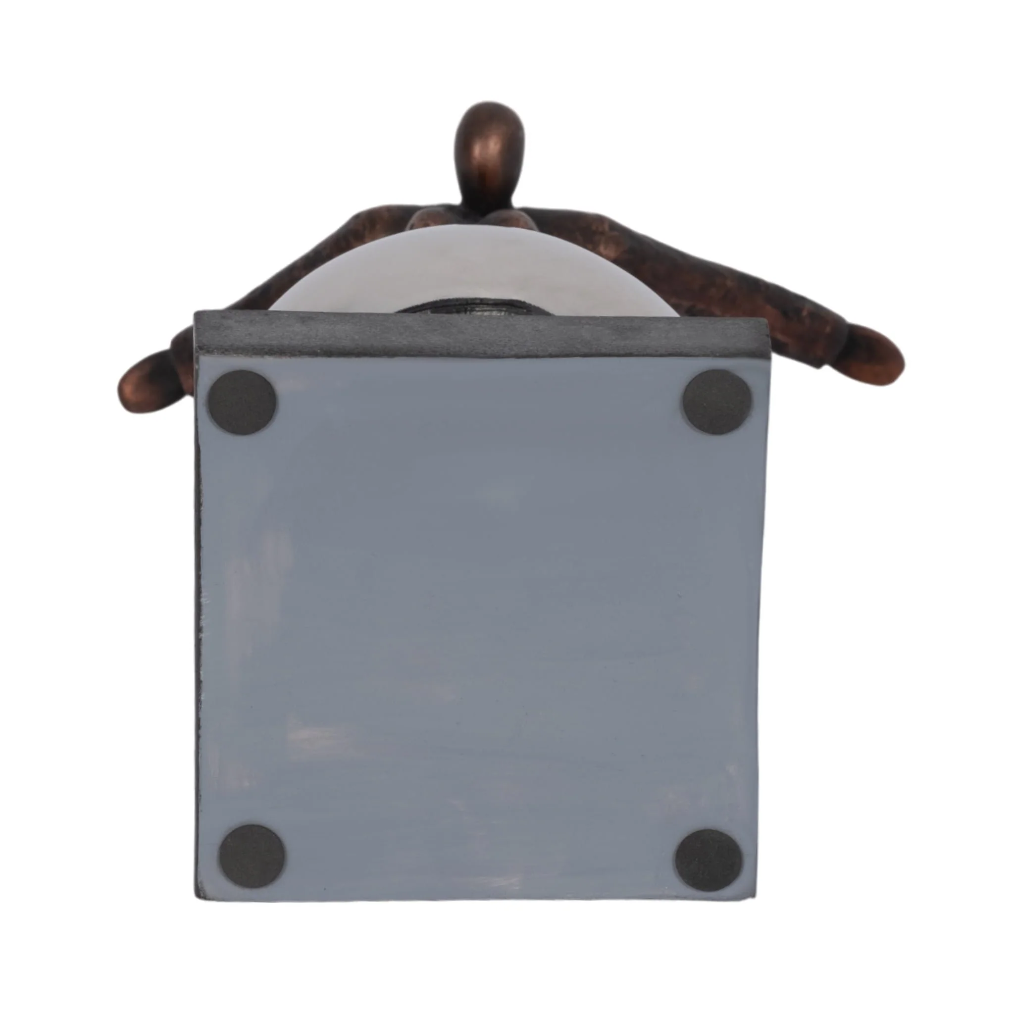 Metal 12" Balancing Man On Sphere, Bronze - Image 7