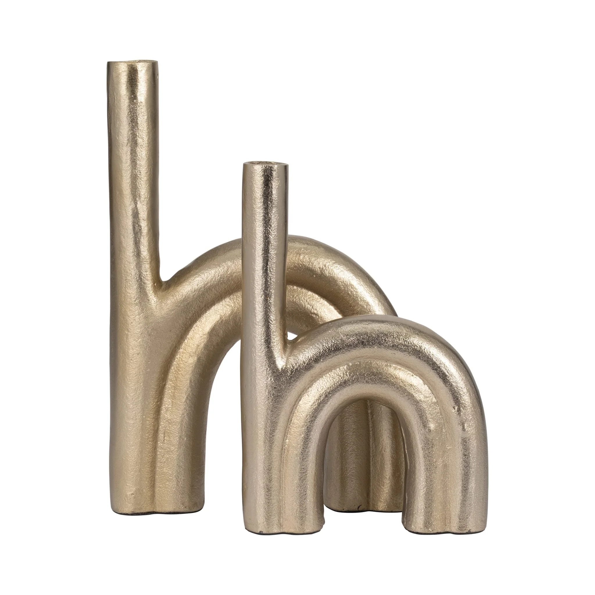 Metal, 12" Double Arch Vase, Champagne - Image 8