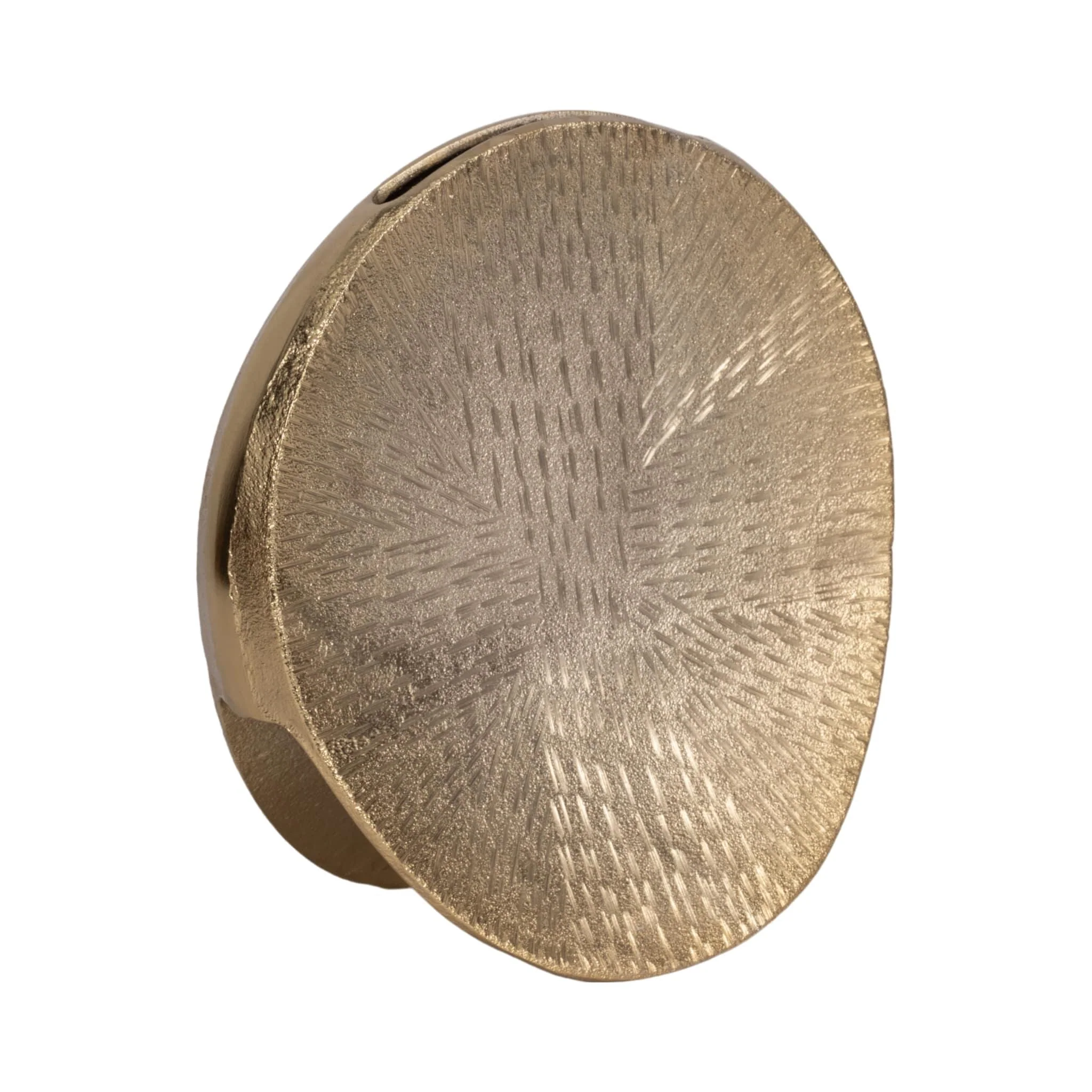 Metal, 12" Etched Oval Vase, Champagne - Image 3