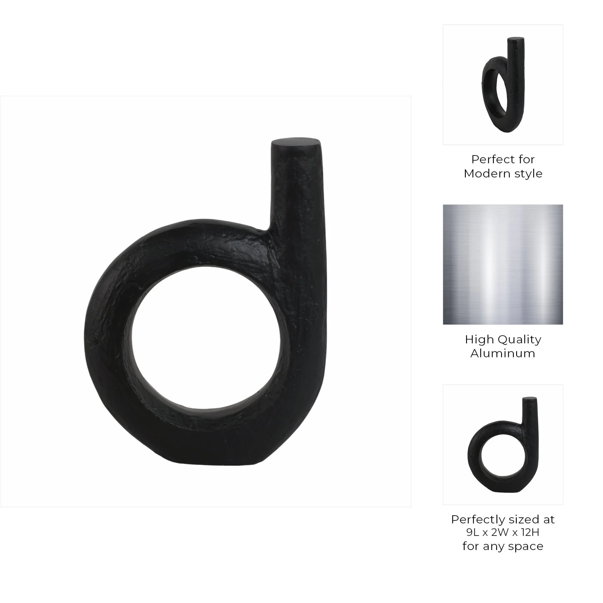 Metal, 12" Looped Sculpture, Black - Image 9