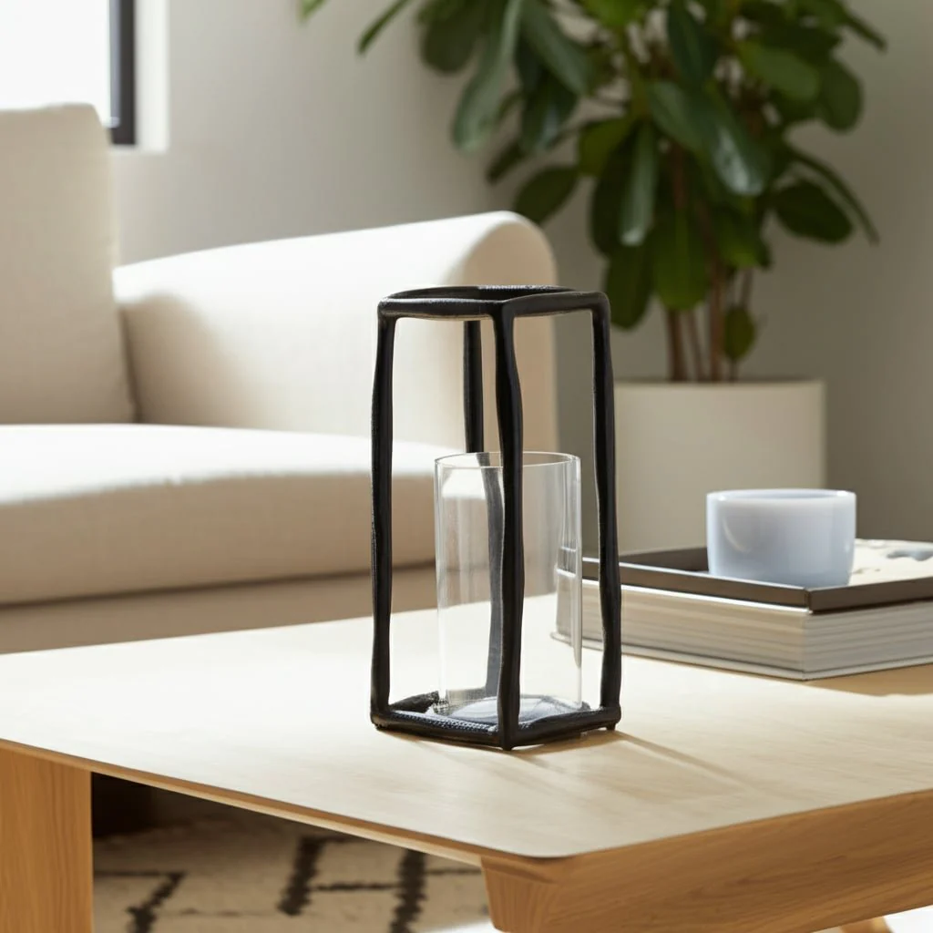 Metal, 12" Open Square Hurricane Holder, Black - Image 14